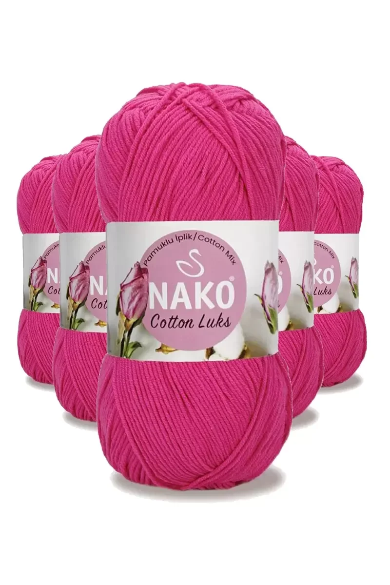 5 Adet Cotton Lüks Yelek Tunik Kazak Bluz Hırka İpi Yünü Fuşya 97