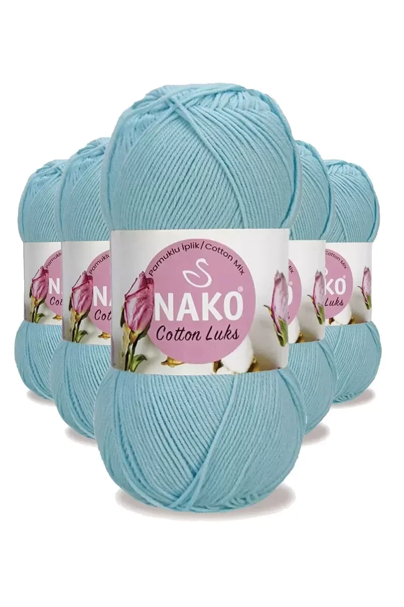 5 Adet Cotton Lüks Yelek Tunik Kazak Bluz Hırka İpi Yünü Buz Mavi