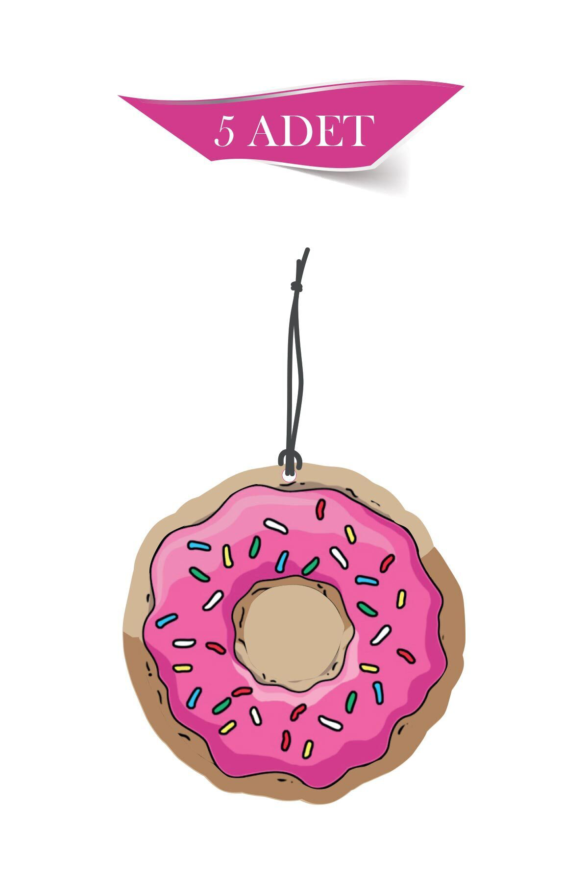 5 Adet Donut Tasarımlı Dekoratif Oto Kokusu Ve Aksesuarı