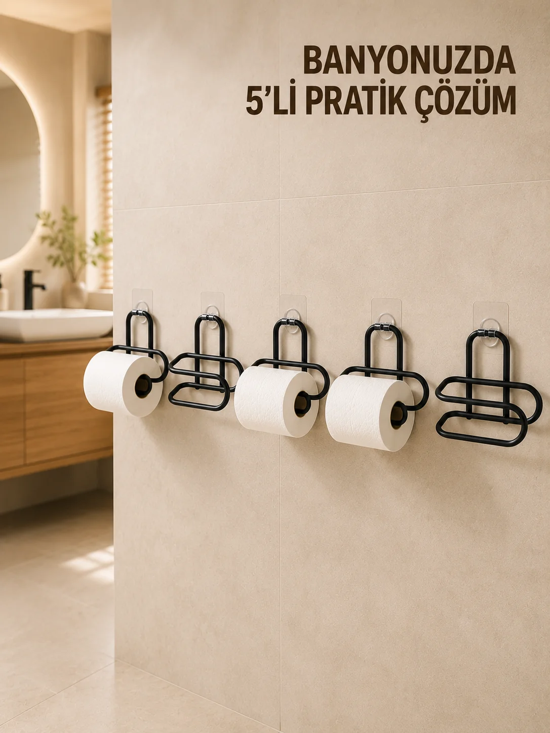 5 Adet Duvara Yapışkanlı WC Kağıtlık Delmeden Montaj Siyah Metal Tuvalet Kağıdı Askısı Fiyatı, Yorumları ve Özellikleri