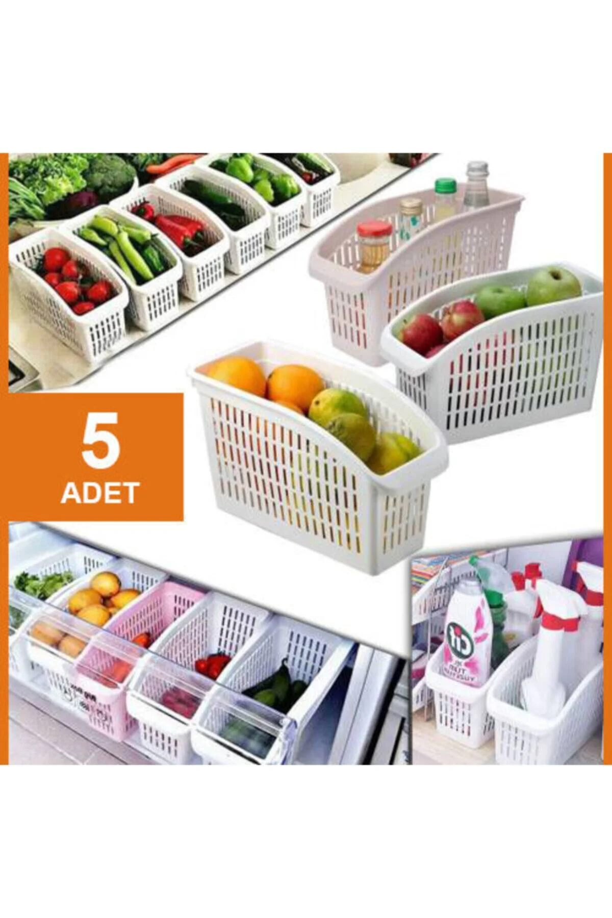5 Adet Düzenleme Sepeti Buzdolabı Sepeti