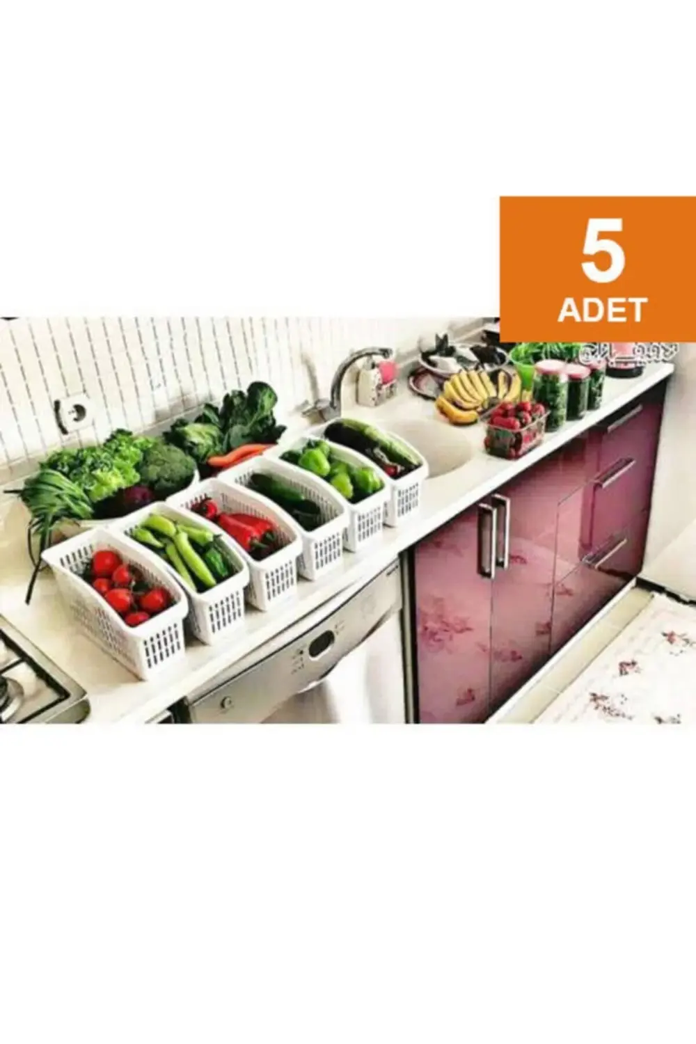 5 Adet Düzenleme Sepeti Buzdolabı Sepeti