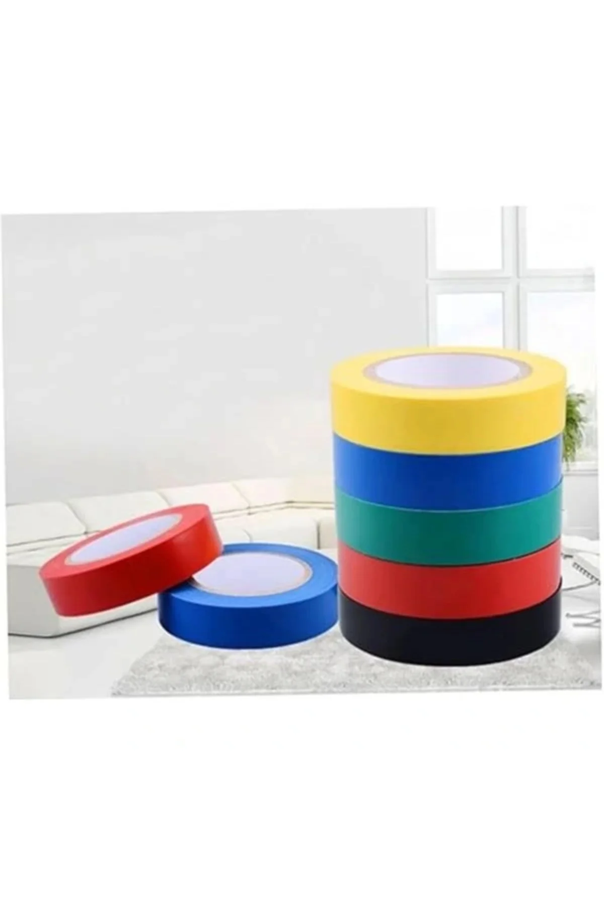 5 Adet Elektrik Bandı,Pvc Bant,10 Metre (Renkli)