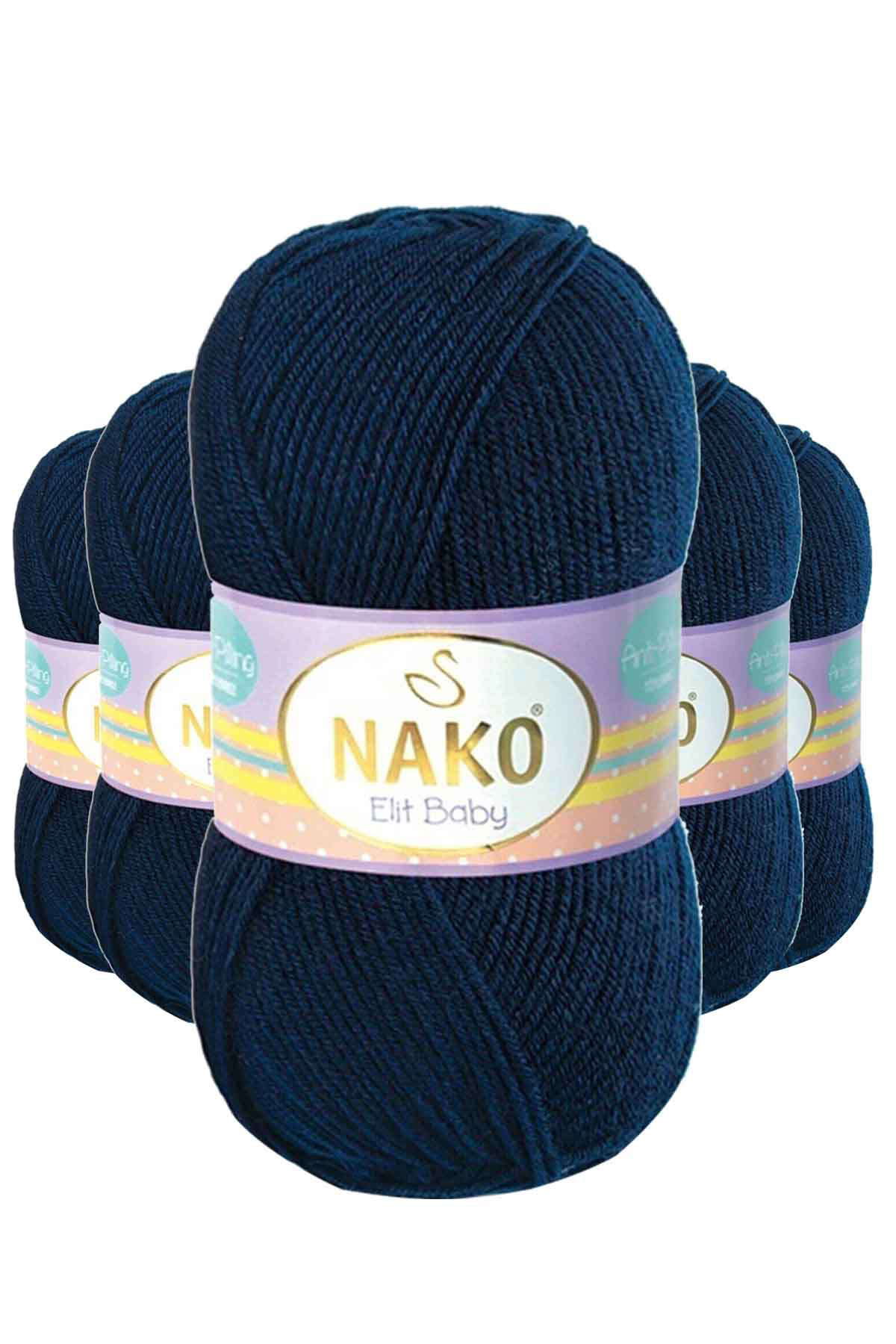 5 Adet Elite Baby El Örgü İpi Tüylenmeyen Bebek Yünü Lacivert 100