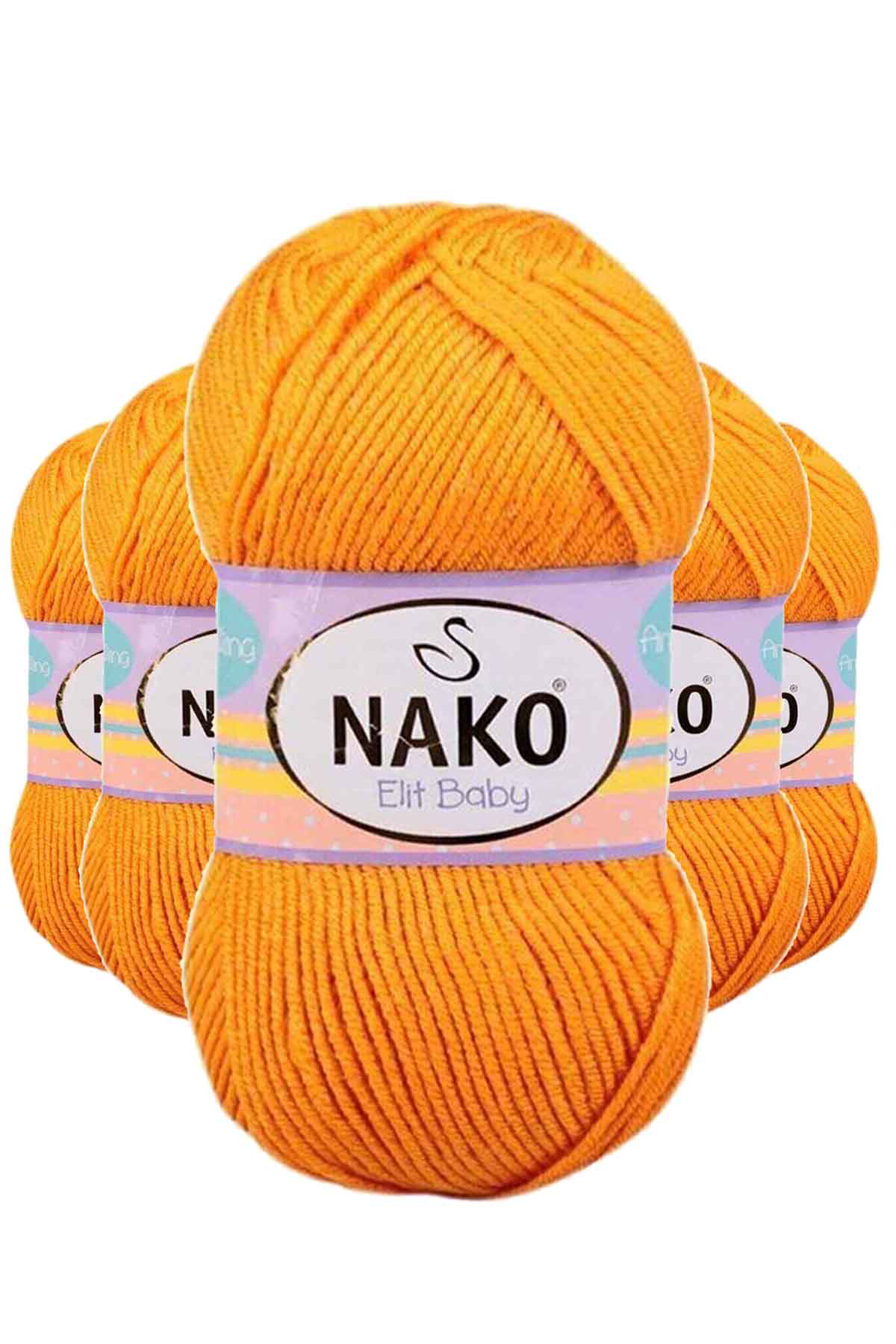 5 Adet Elite Baby El Örgü İpi Tüylenmeyen Bebek Yünü Portakal Kab