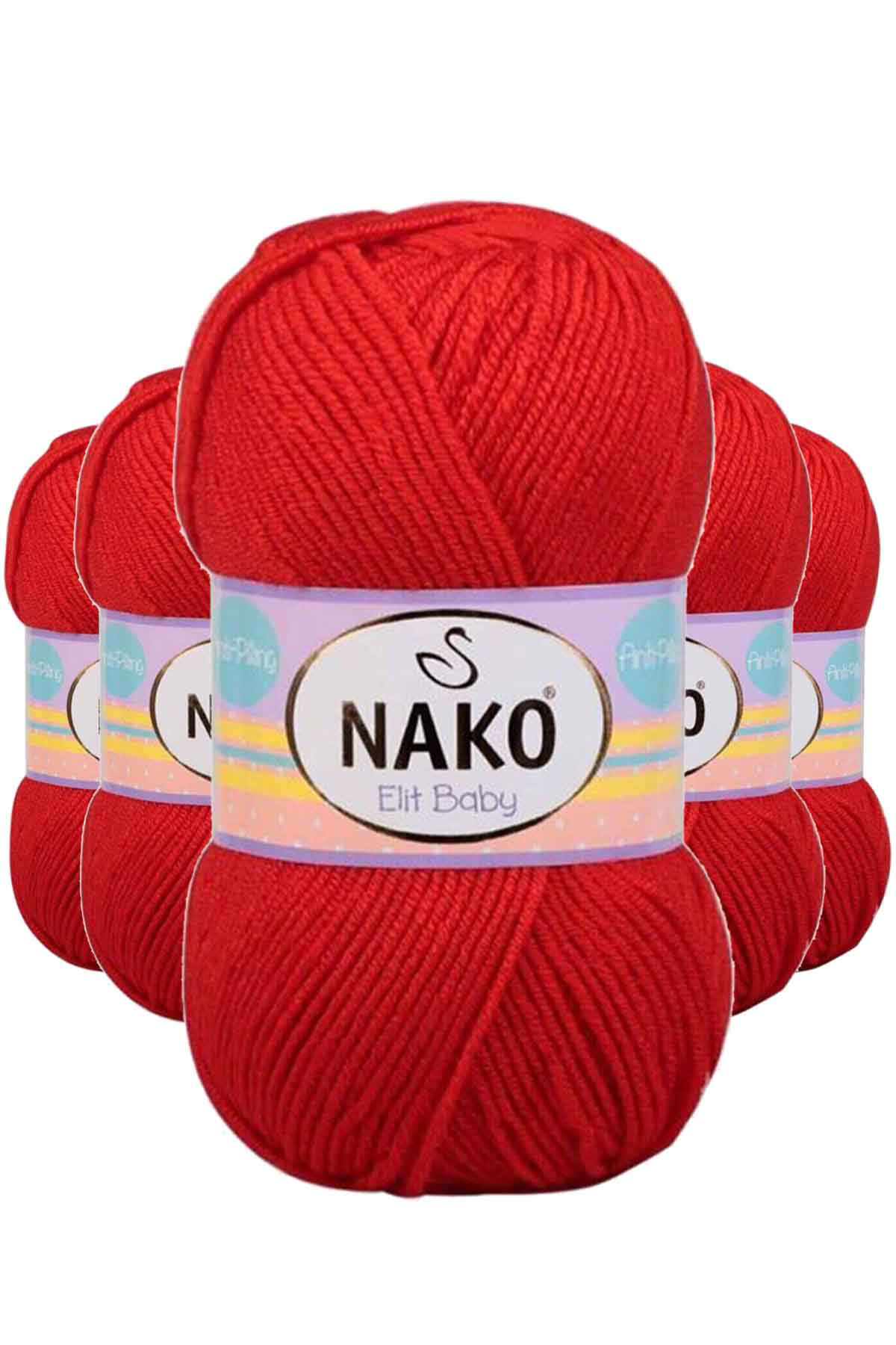 5 Adet Elite Baby El Örgü İpi Tüylenmeyen Bebek Yünü Alev Kırmızı