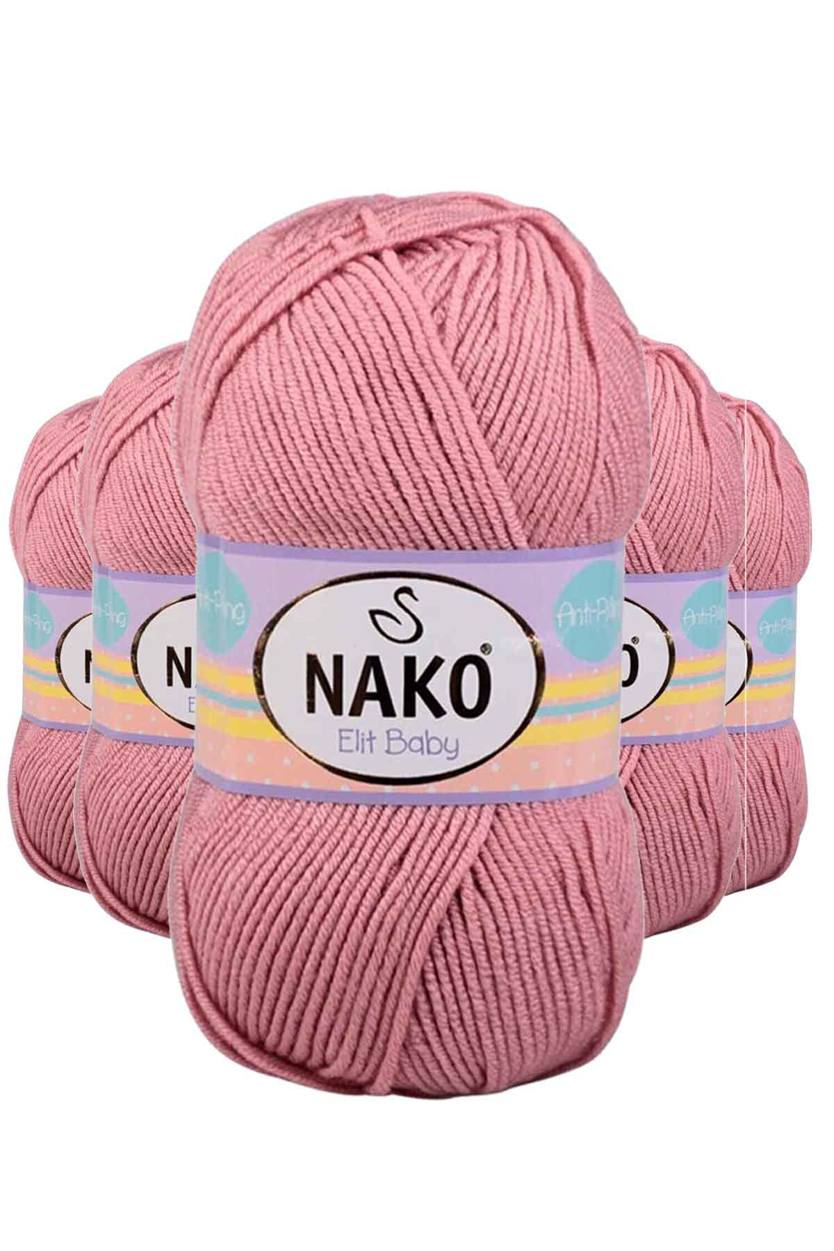 5 Adet Elite Baby El Örgü İpi Tüylenmeyen Bebek Yünü Gül Kurusu 1