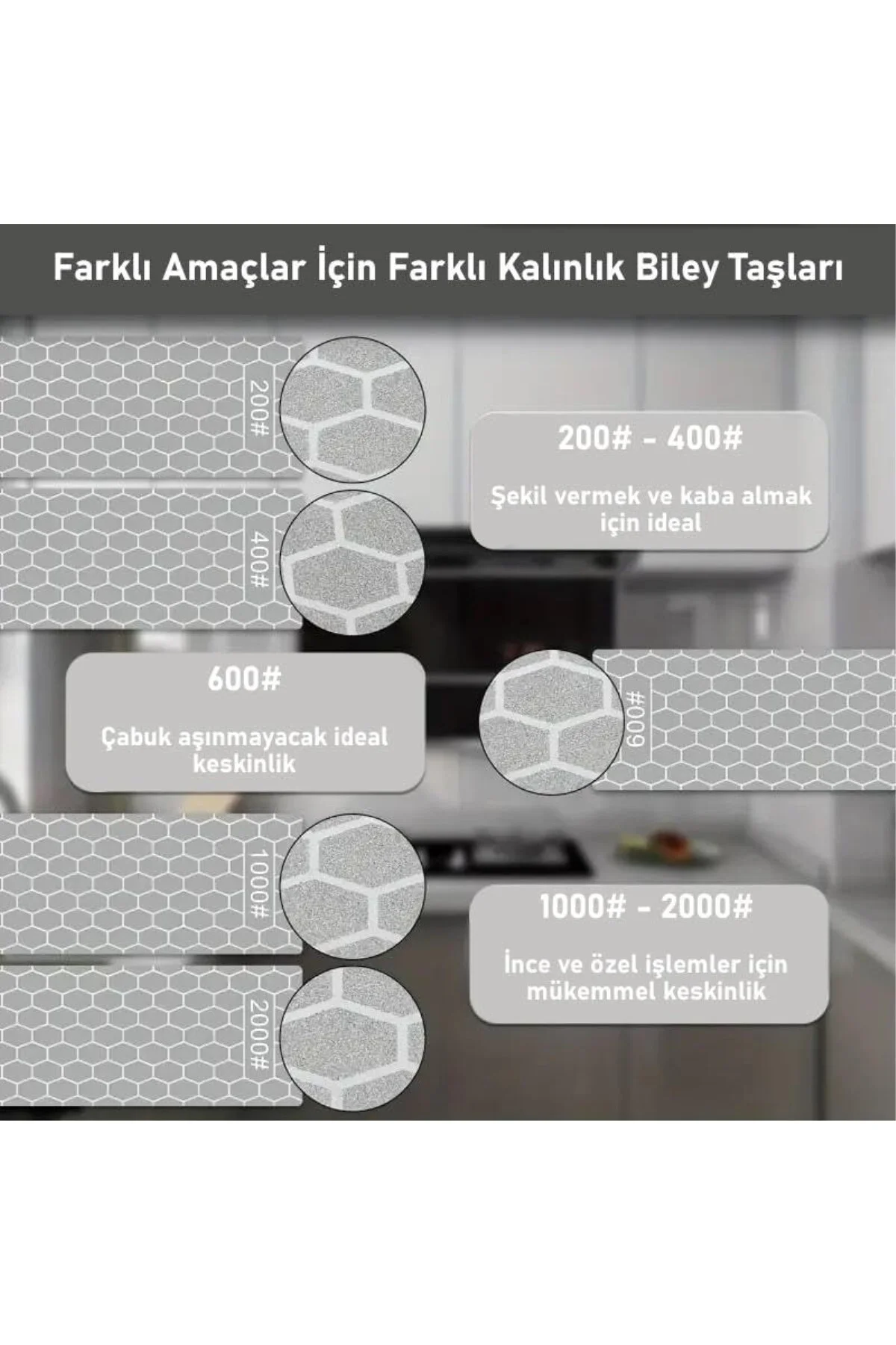 5 Adet Elmas Biley Seti Bıçak Bileme Taşı Sulu veya Susuz Biley U