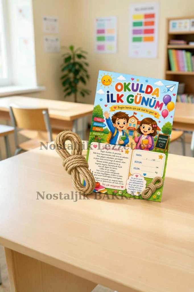 5 Adet Hatıra İpi Tebrik Kartı Hediyeli Okulda İlk Gün Hediye Seti 1. Sınıf-Sene Başı Hatıra Tebrik Kartı Seti