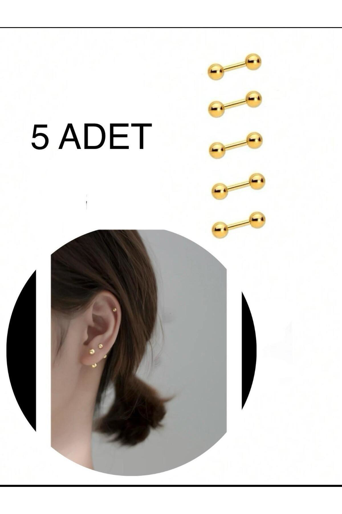 5 ADET İKİ UCU TOP  PİERCİNG KÜPE