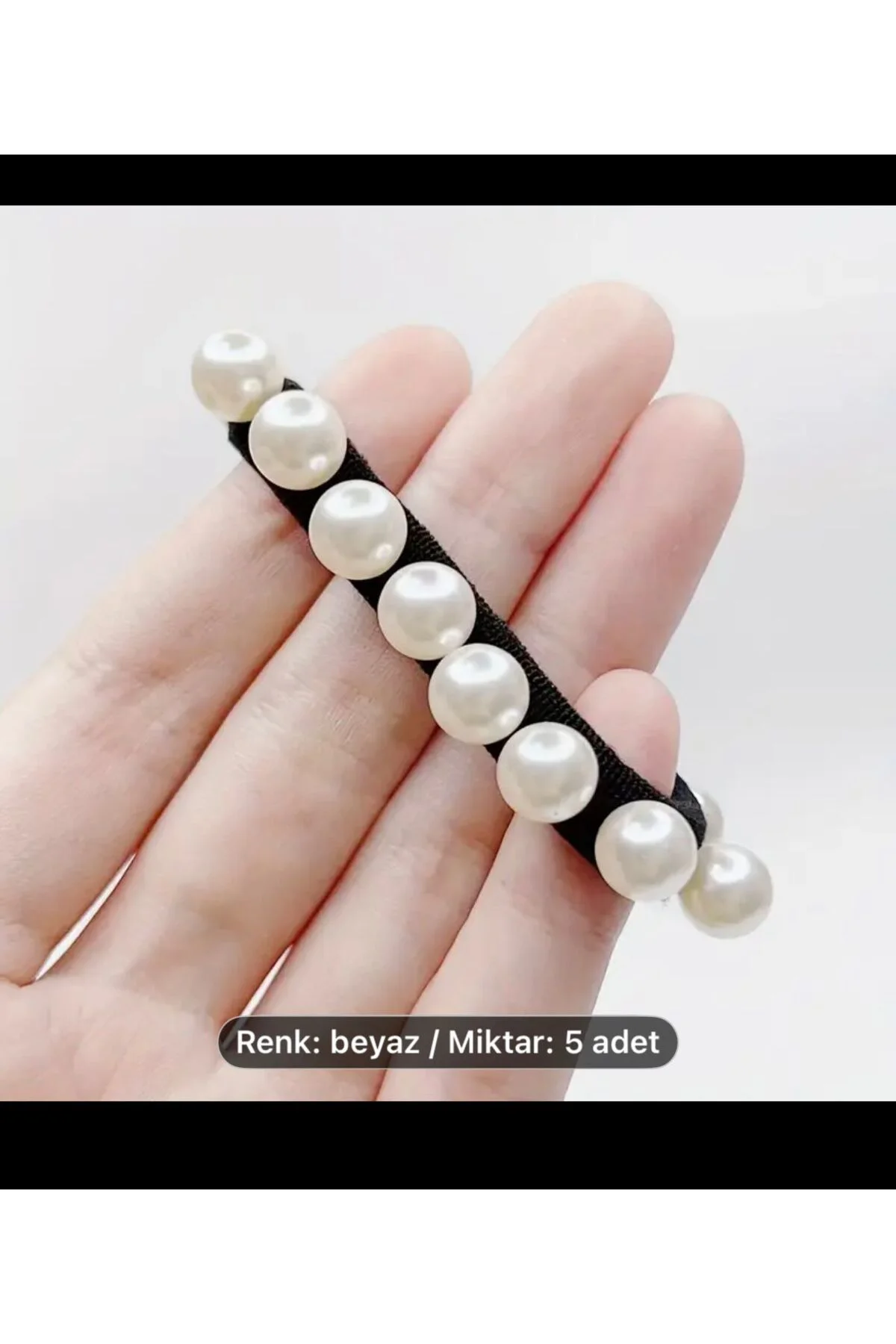 5 adet incili kadın lastik toka 5 adet incili kadın lastik toka