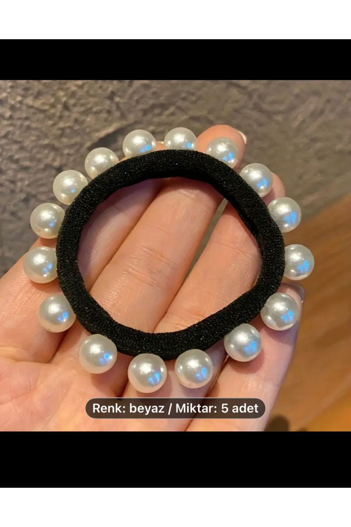 5 adet incili kadın lastik toka