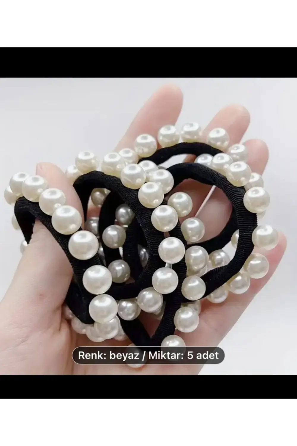 5 adet incili kadın lastik toka