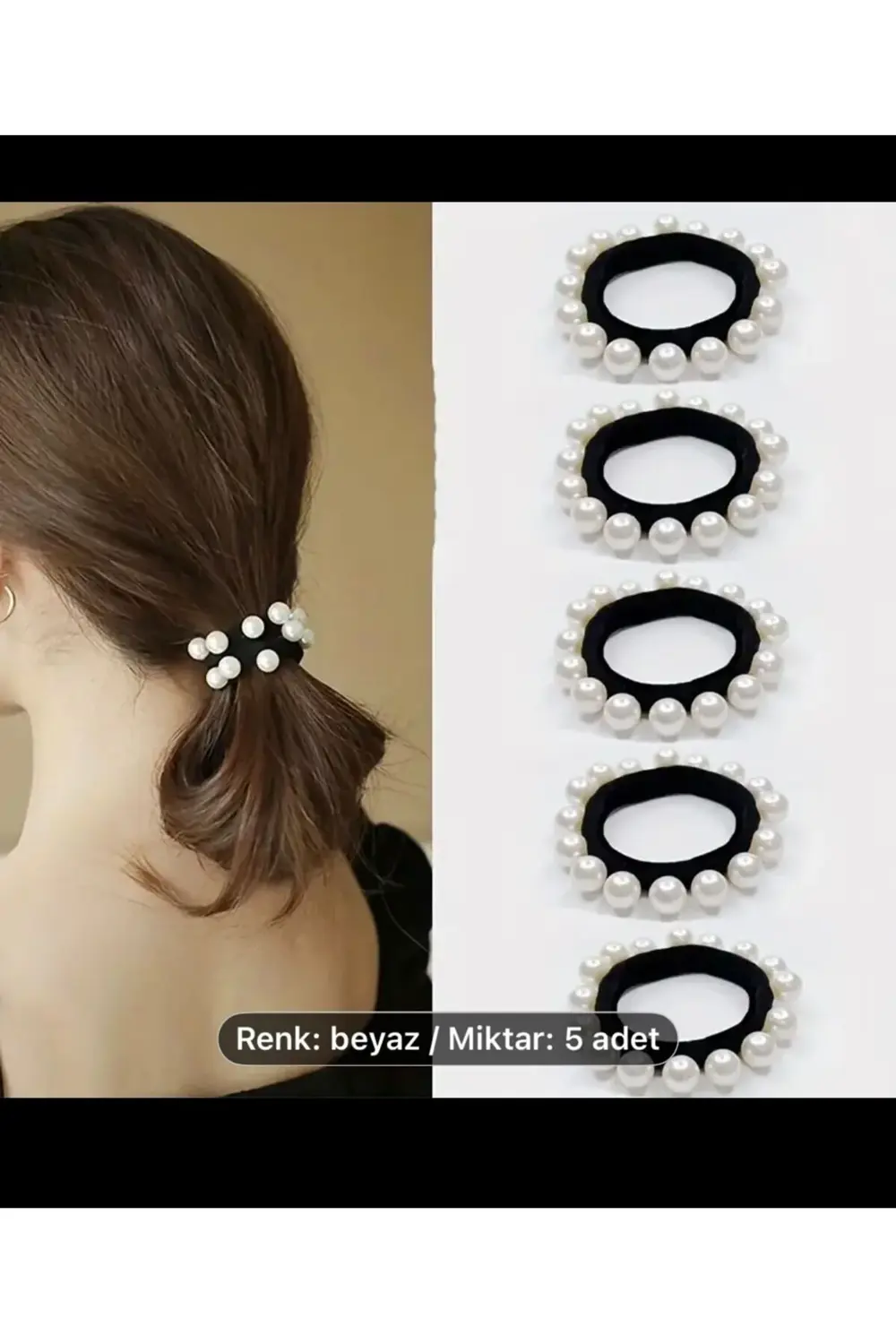 5 adet incili kadın lastik toka