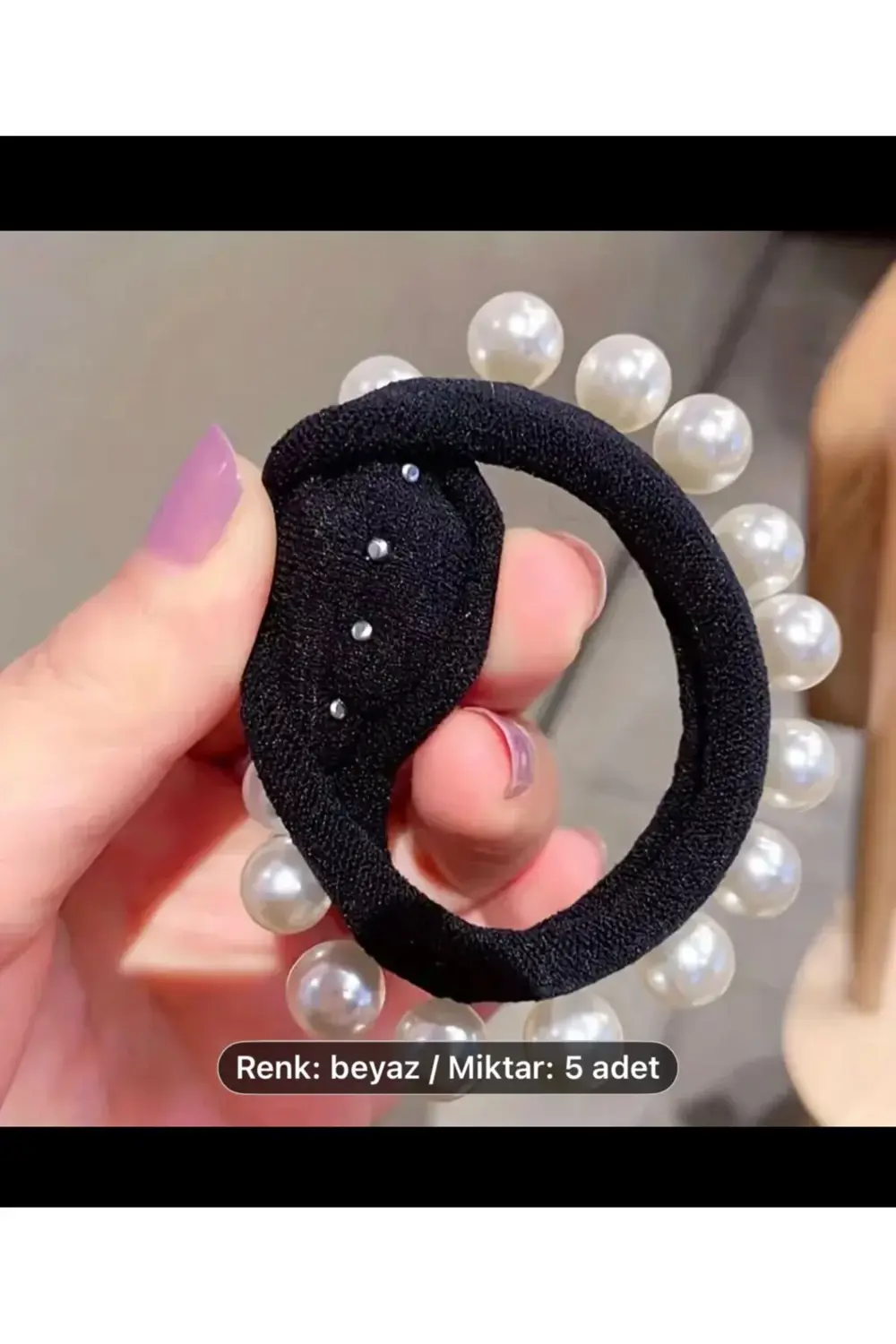 5 adet incili kadın lastik toka