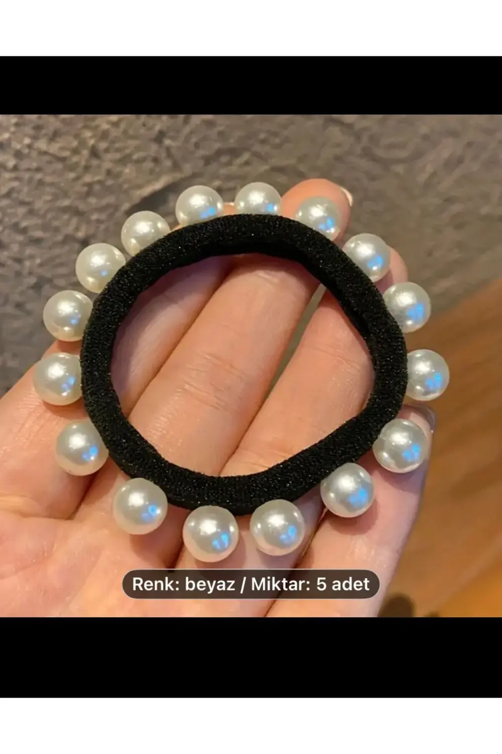 5 adet incili kadın lastik toka