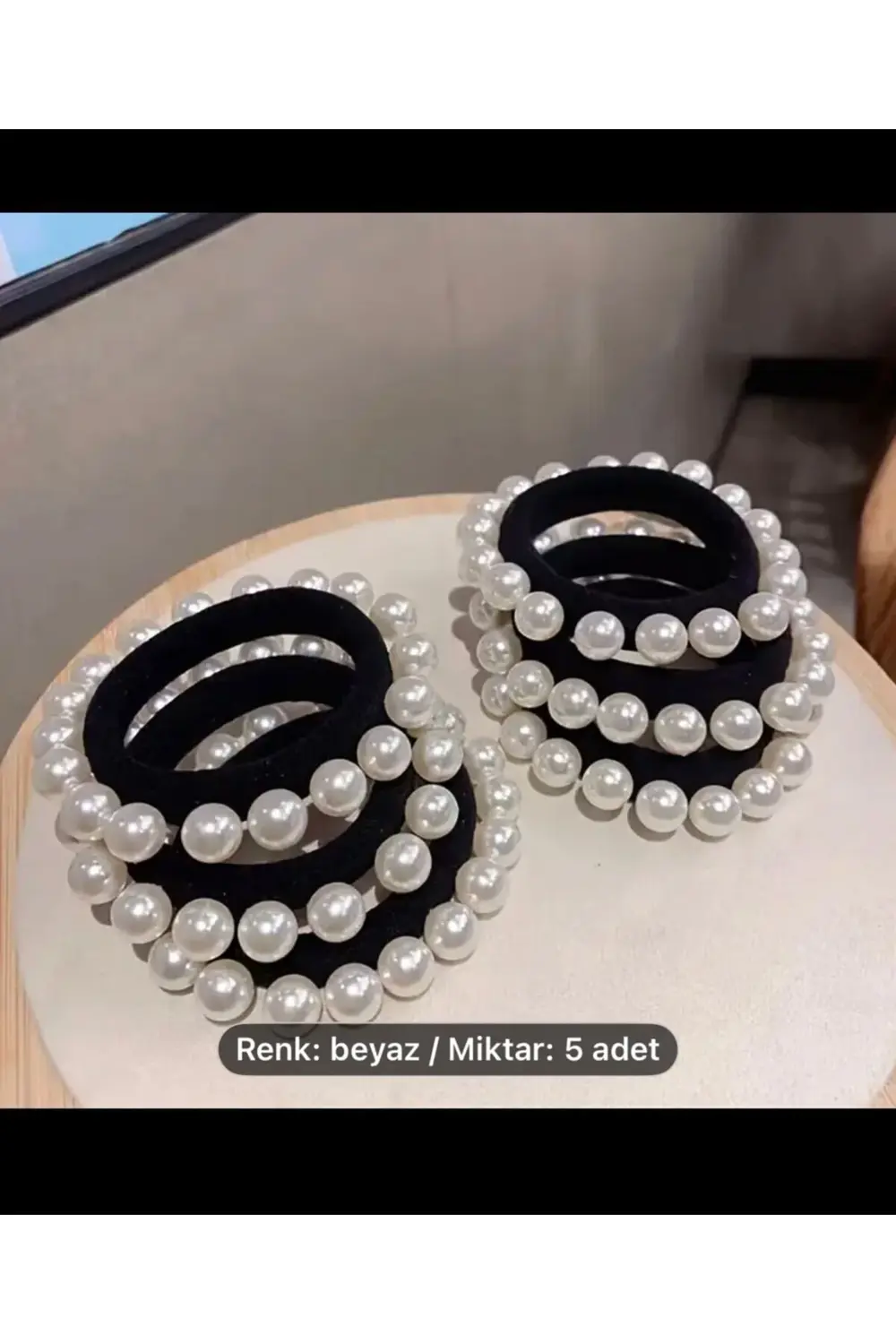 5 adet incili kadın lastik toka