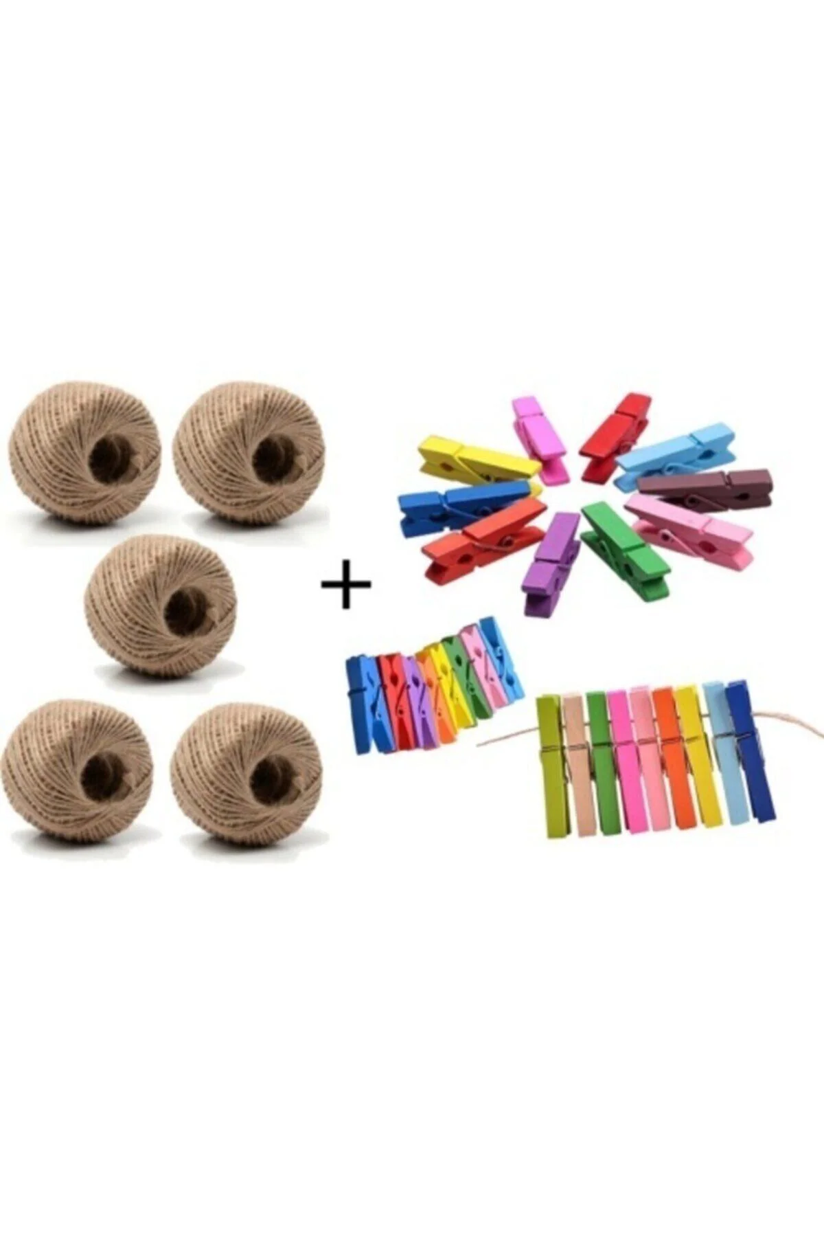 5 Adet Jüt Ipi Kırnap Ipi Dekoratif Süsleme Ipi+100adet Mini Mand