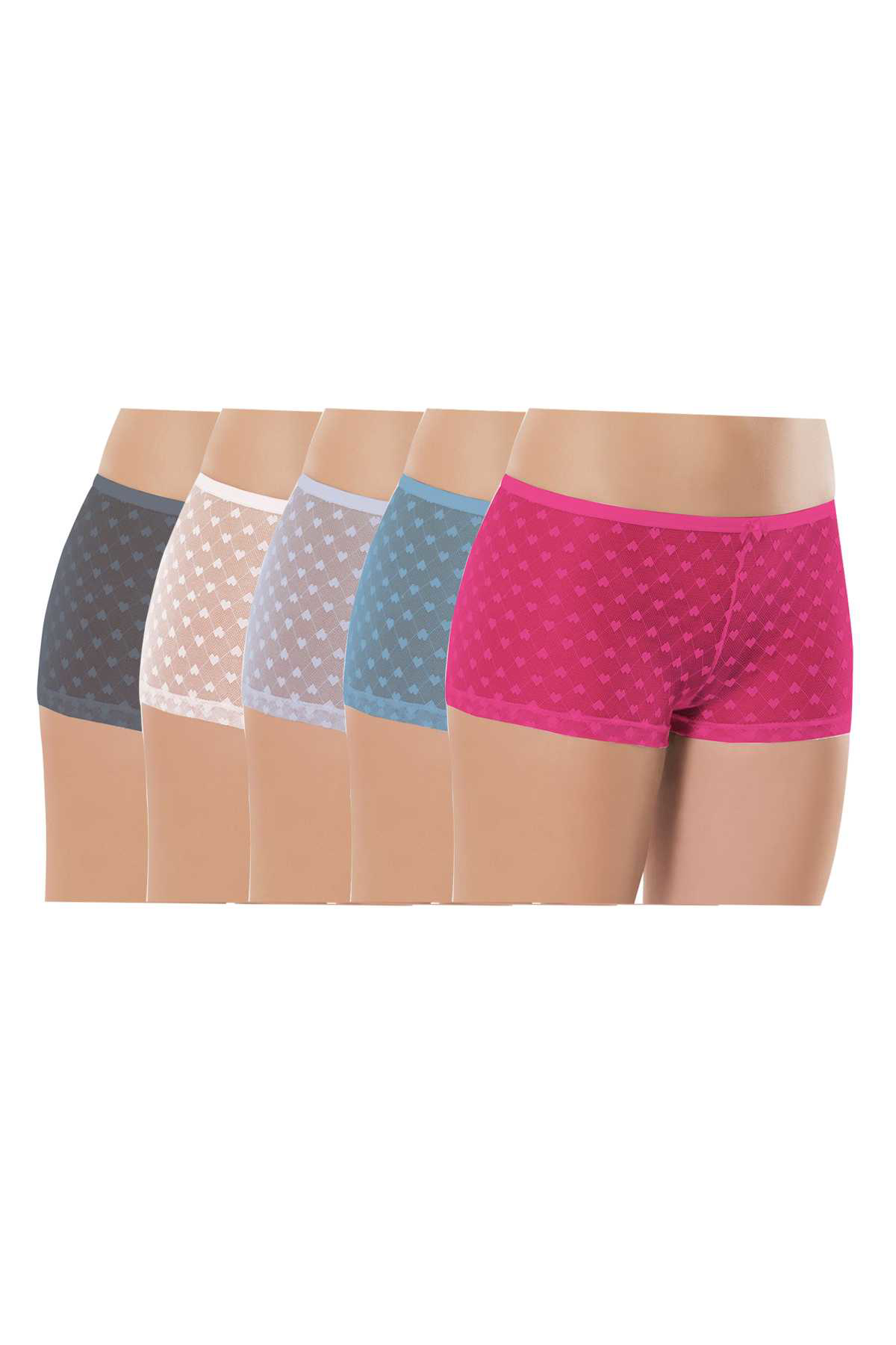 Just Cheap Store 5 Adet Kadin Komple Tül Dantel Boxer Külot