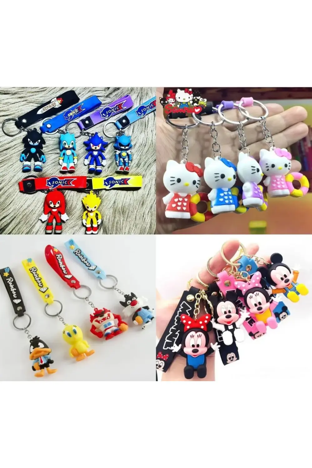 5 adet karışık figürlü lux buyuk boy silikon anahtarlık