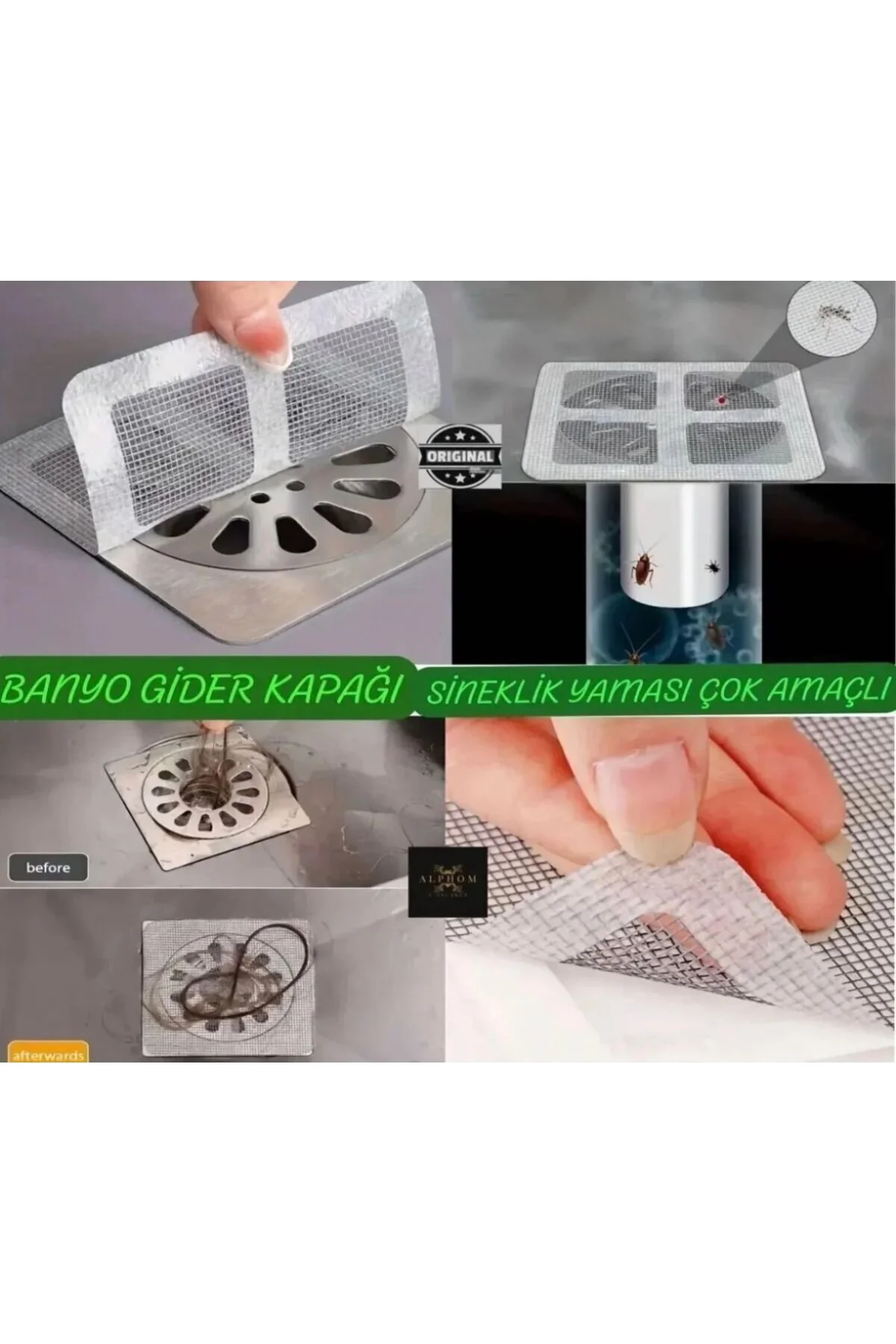 5 Adet - Kendinden Yapışkanlı Çelik Gider Kapatıcı Pislik Tutucu | Çok Amaçlı