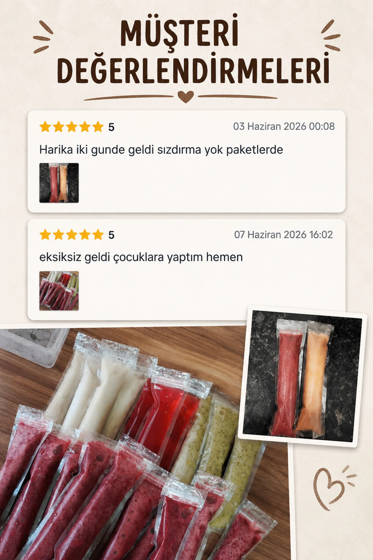 5 Adet Kilitli Meybuzz Poşeti 5,5x22 cm Ev Yapımı Dondurma ve Meyve Suyu Buz Torbası 5 Adet Kilitli Meybuzz Poşeti 5,5x22 cm Ev Yapımı Dondurma ve Meyve Suyu Buz Torbası