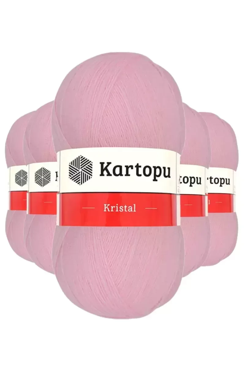 5 Adet Kristal Çift Katlı El Örgü Lif İpi Bebe Pembe K788 - karto