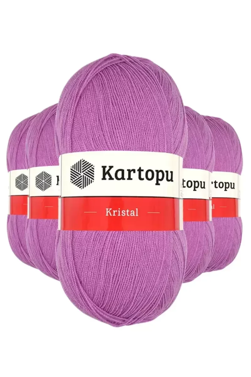 5 Adet Kristal Çift Katlı El Örgü Lif İpi Leylak K805 - kartopu m