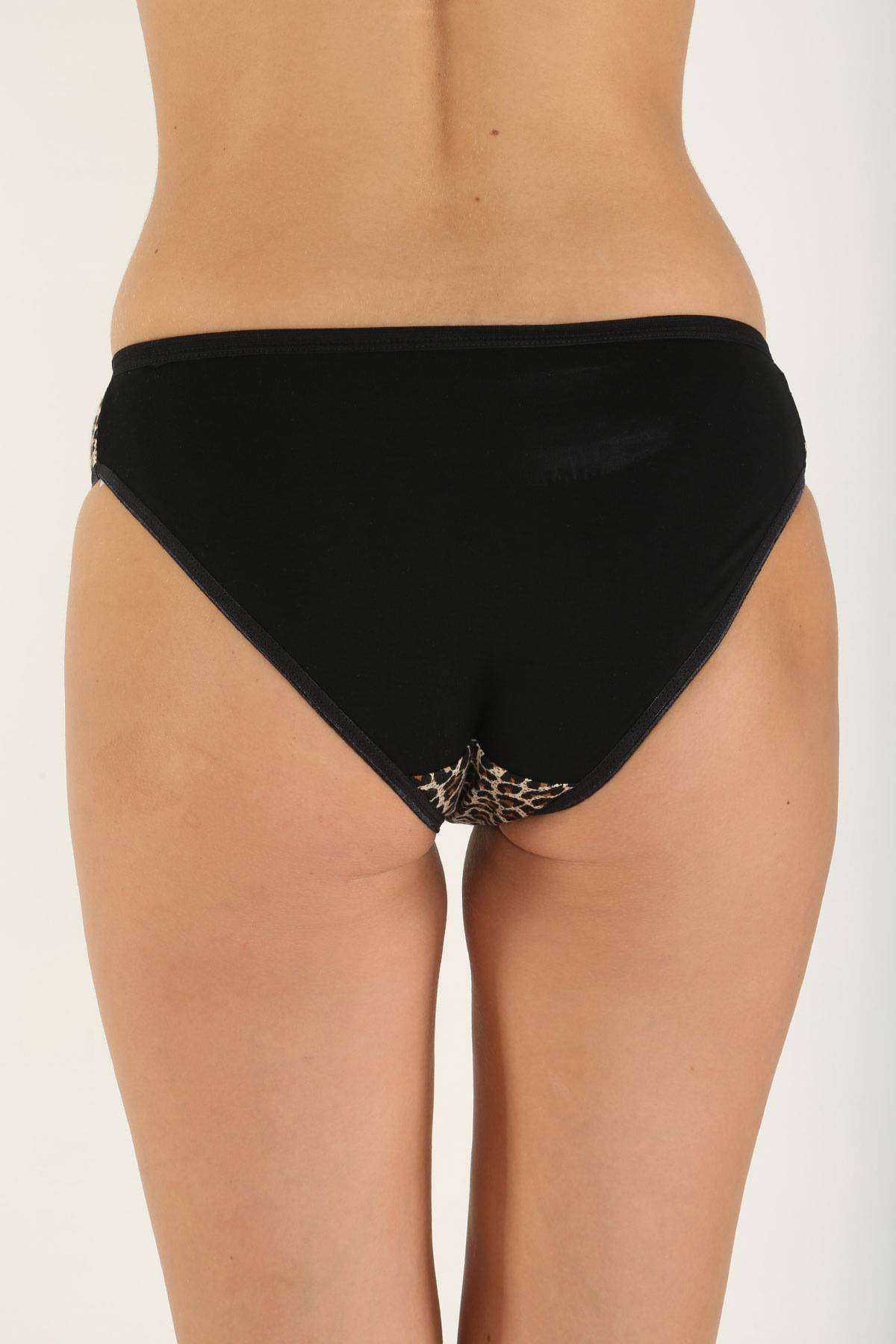 Just Cheap Store 5 Adet Leopar Desenli Likrali Yumuşak Dokulu Kadin Slip Külot