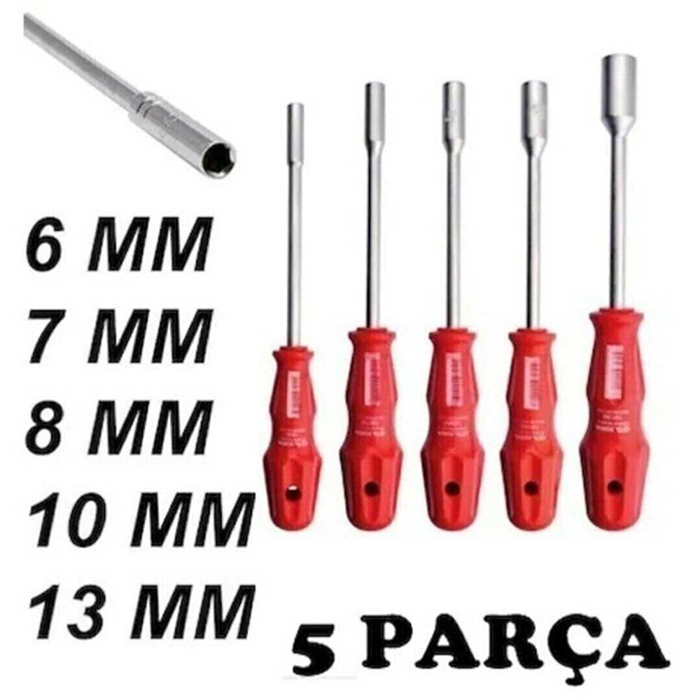Evimdeyokyok 5 Adet Lokma Anahtar Tornavida 6/7/8/10/13/Mm Metal Altigen