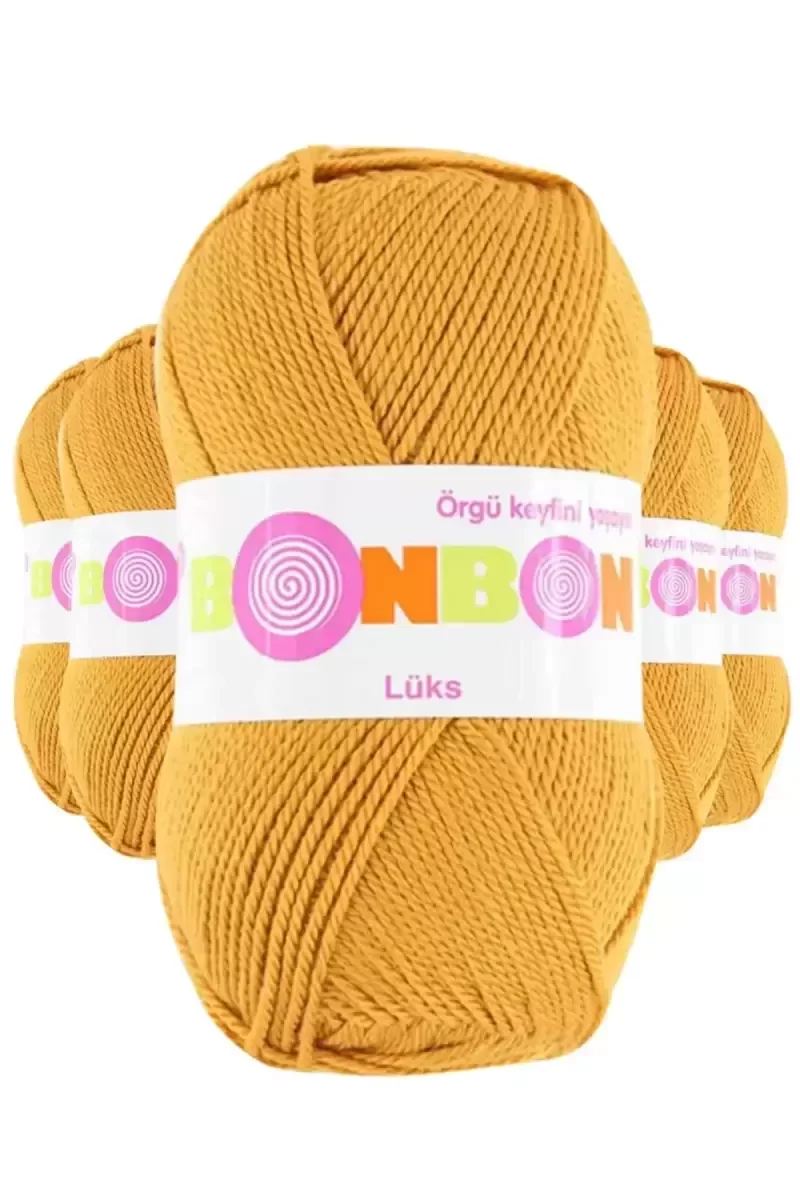 5 Adet Lüks Patik İpi Yünü Hardal 98415 - bonbon mudanis