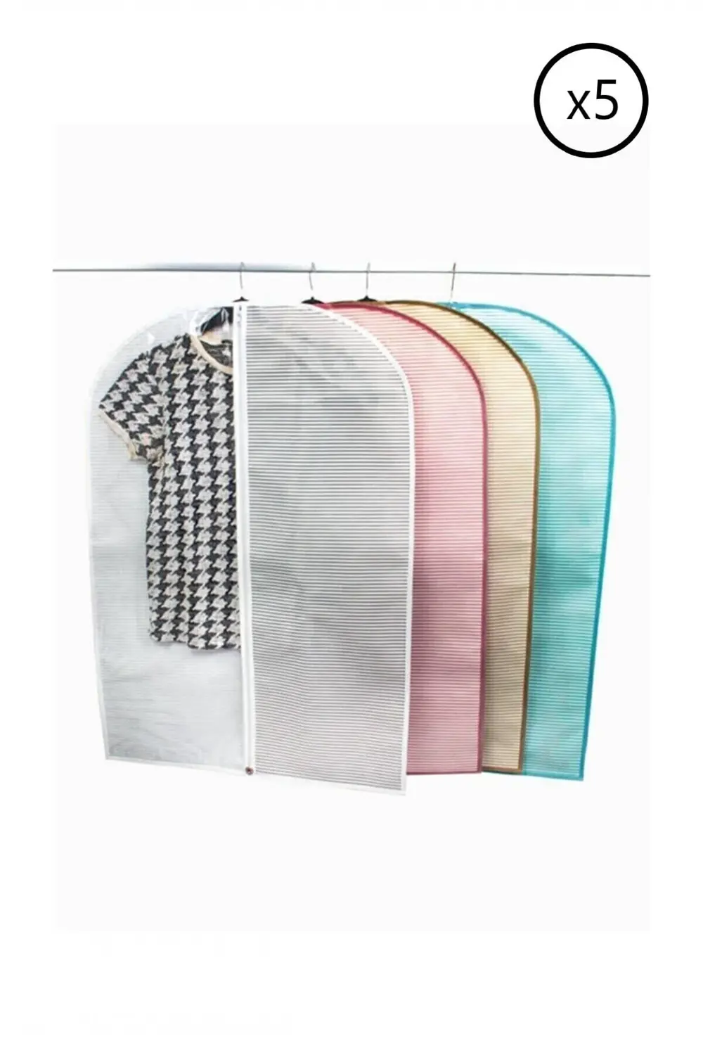 Pazar Kapısı 5 Adet Lüks Pencereli Elbise Kılıfı Büyük Boy 62 X 130 Cm