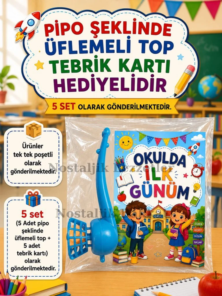 5 Adet Öğrencilere Özel Okulda İlk Günüm Yazılı Hediye Seti 1. Sı