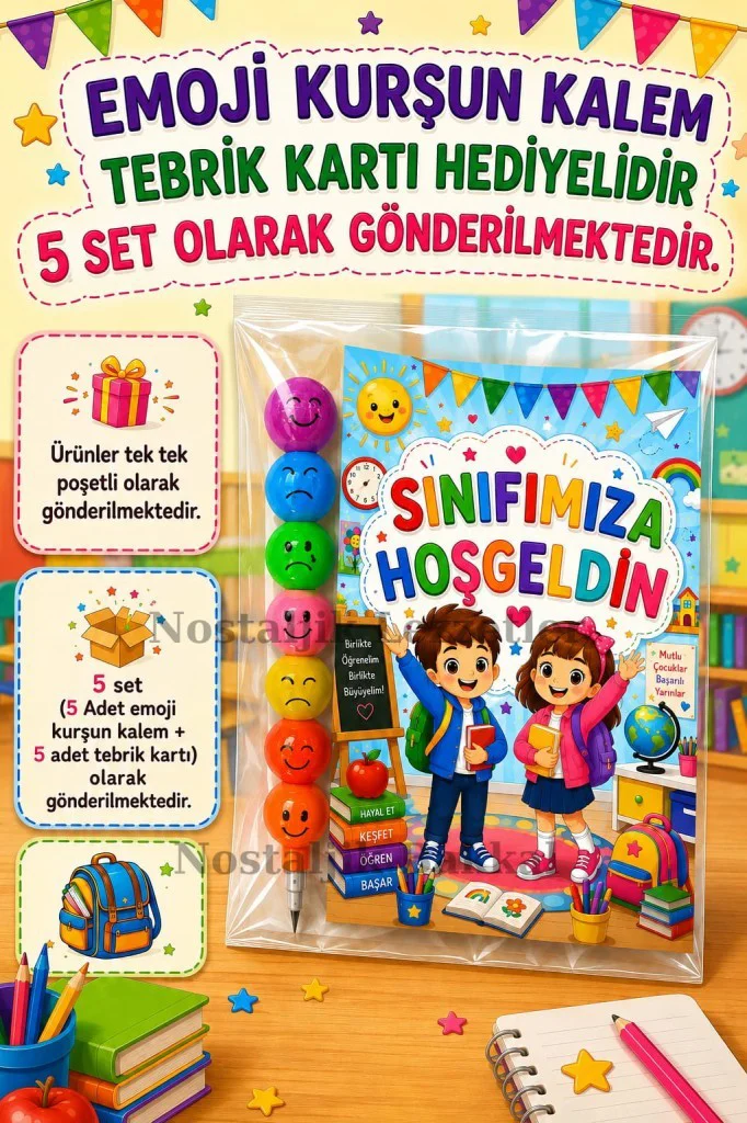 5 Adet Okula Yeni Başlayan Öğrencilere Sınıfımıza Hoşgeldin Yazıl