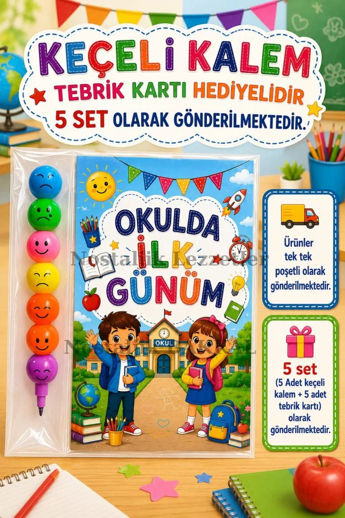 5 Adet Okula Yeni Başlayan Öğrencilere 1. Sınıf- Sene Başı Hatıra