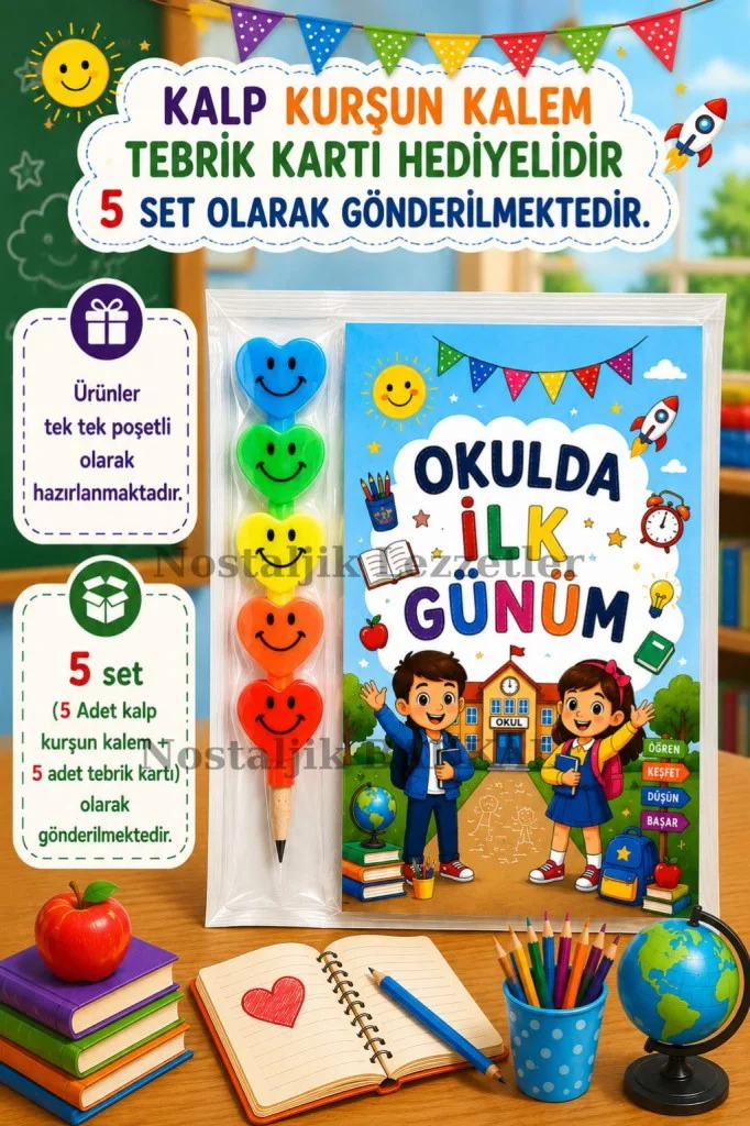 5 Adet Okulda İlk Günüm Yazılı Hediye Seti 1. Sınıf- Sene Başı Ka 5 Adet Okulda İlk Günüm Yazılı Hediye Seti 1. Sınıf- Sene Başı Ka