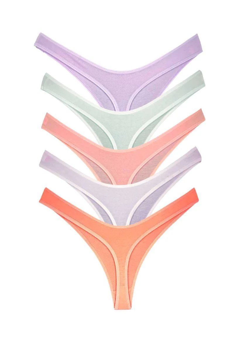 5 Adet Pamuklu Kadın Klasik Tanga - Soft Renkler, Nefes Alan İç Çamaşırı