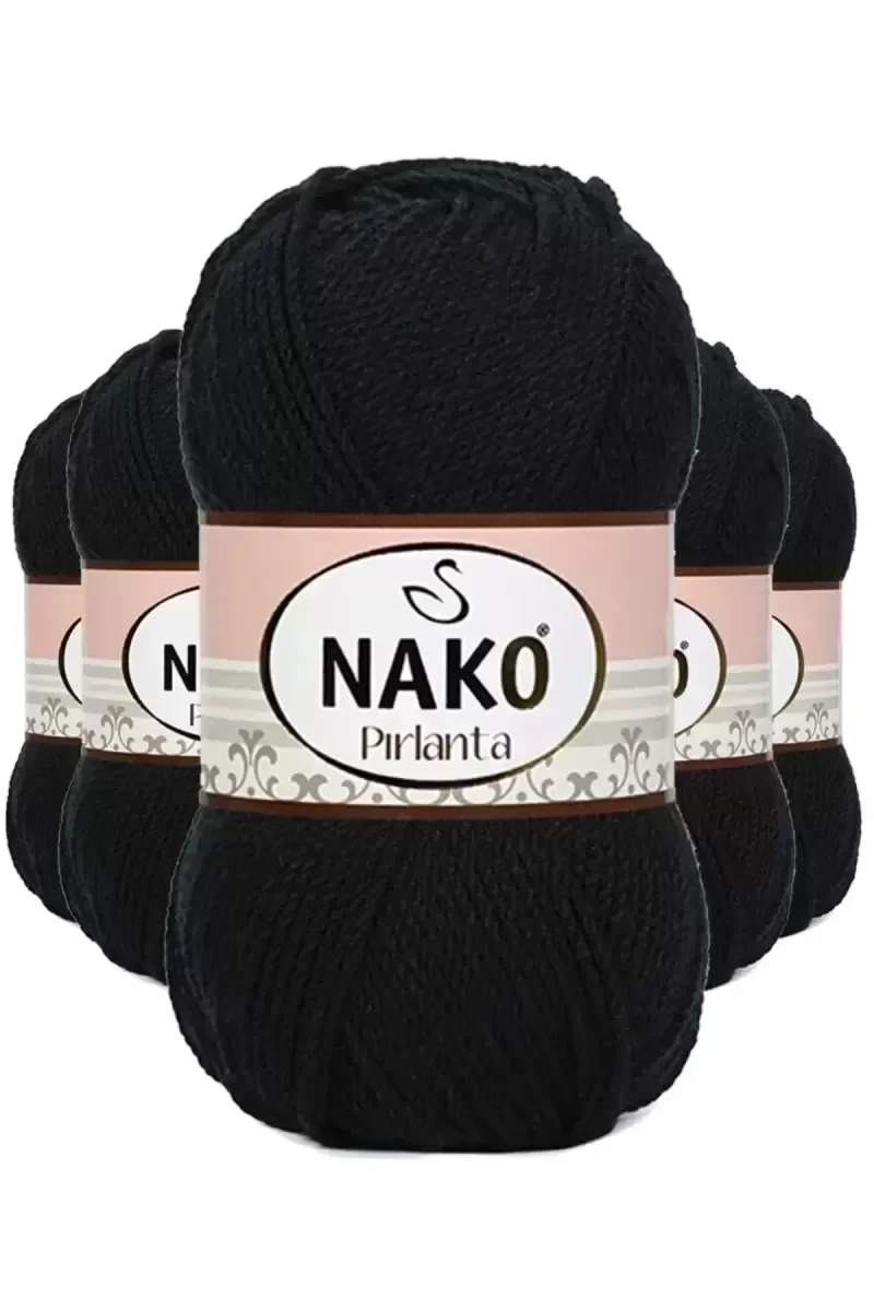 5 Adet Pırlanta Amigurumi El Örgü İpi Yünü Siyah 217 - nako mudan