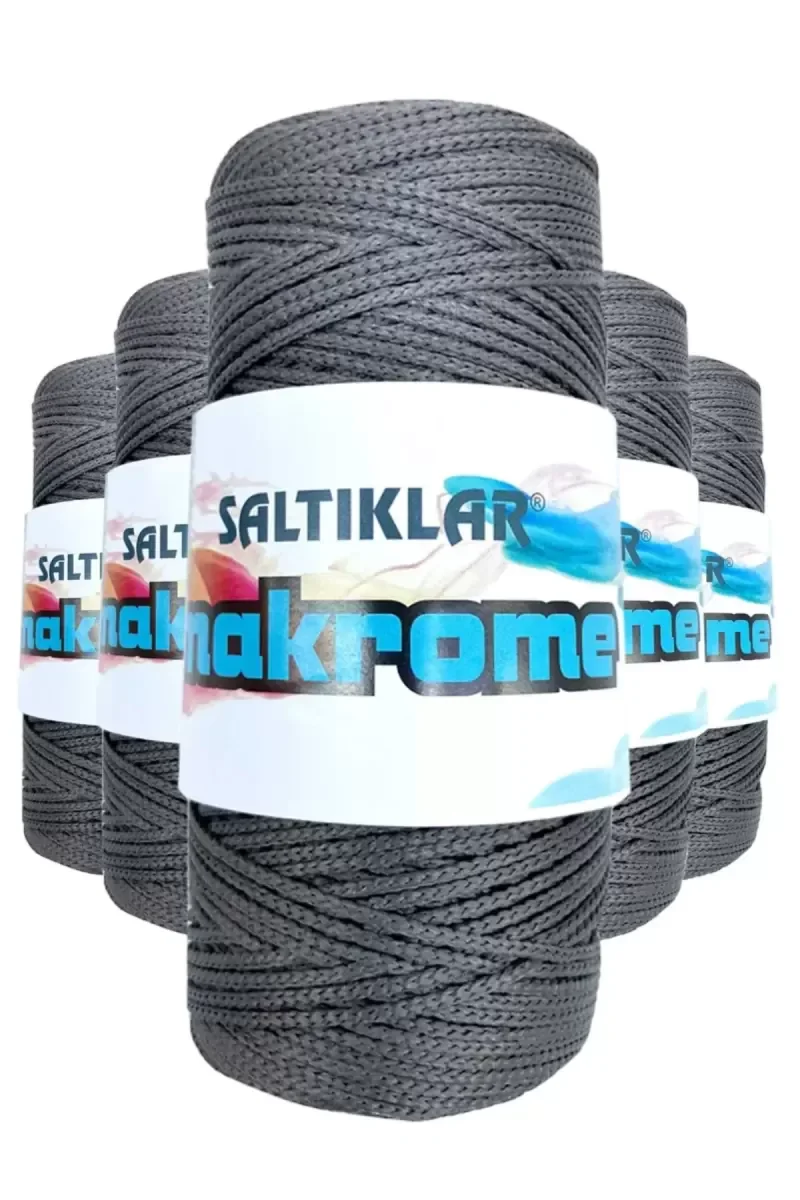 5 Adet Polyester Makrome İpi 420 Koyu Gri 100 gr 5 Adet Polyester Makrome İpi 420 Koyu Gri 100 gr