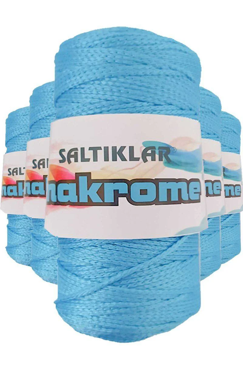 5 Adet Polyester Makrome İpi 3050 Mavi – Dayanıklı Organza İpi 100 gr