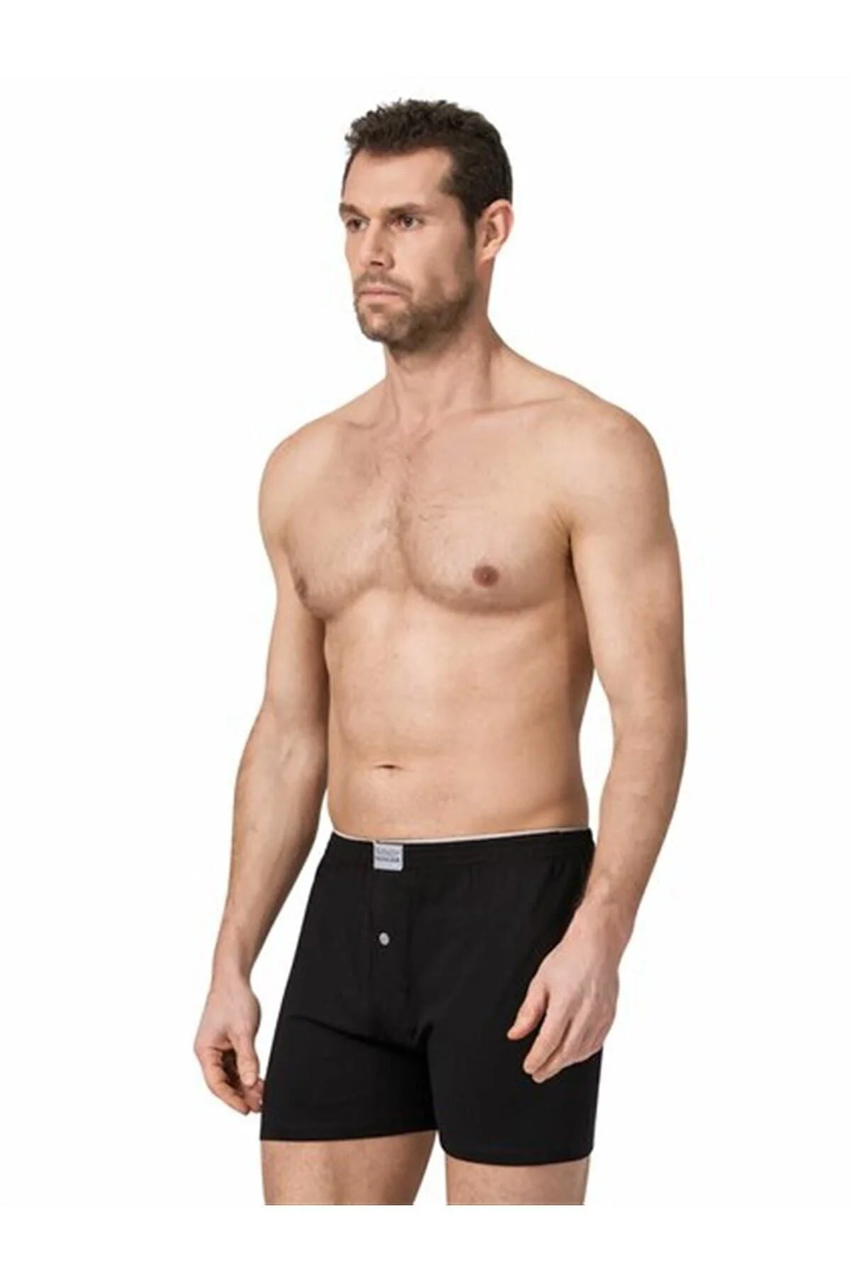 5 Adet Siyah Renk Düğmeli Penye Boxer