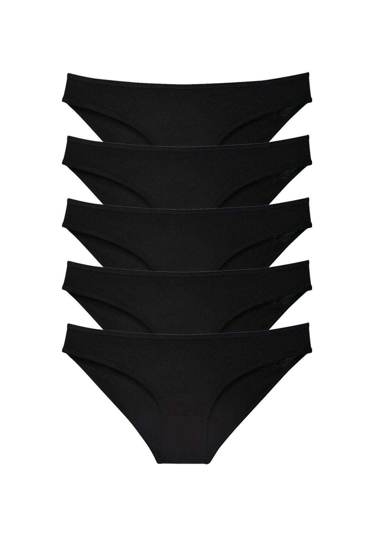 Just Cheap Store 5 Adet Süper Eko Set Likrali Kadin Slip Külot Siyah