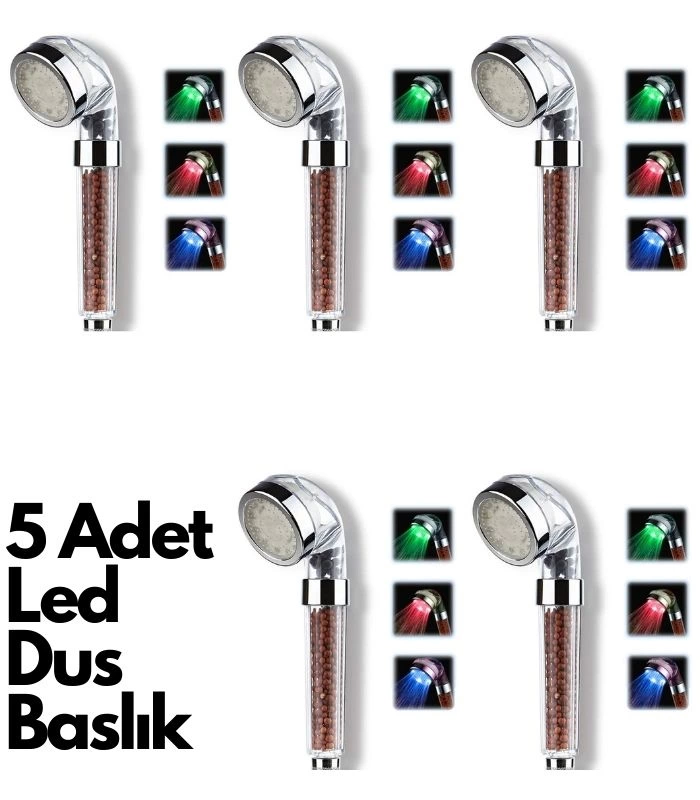 5 Adet Tasarruflu Boncuklu Ledli Duş Başlık-pil Veya Elektrik Ger