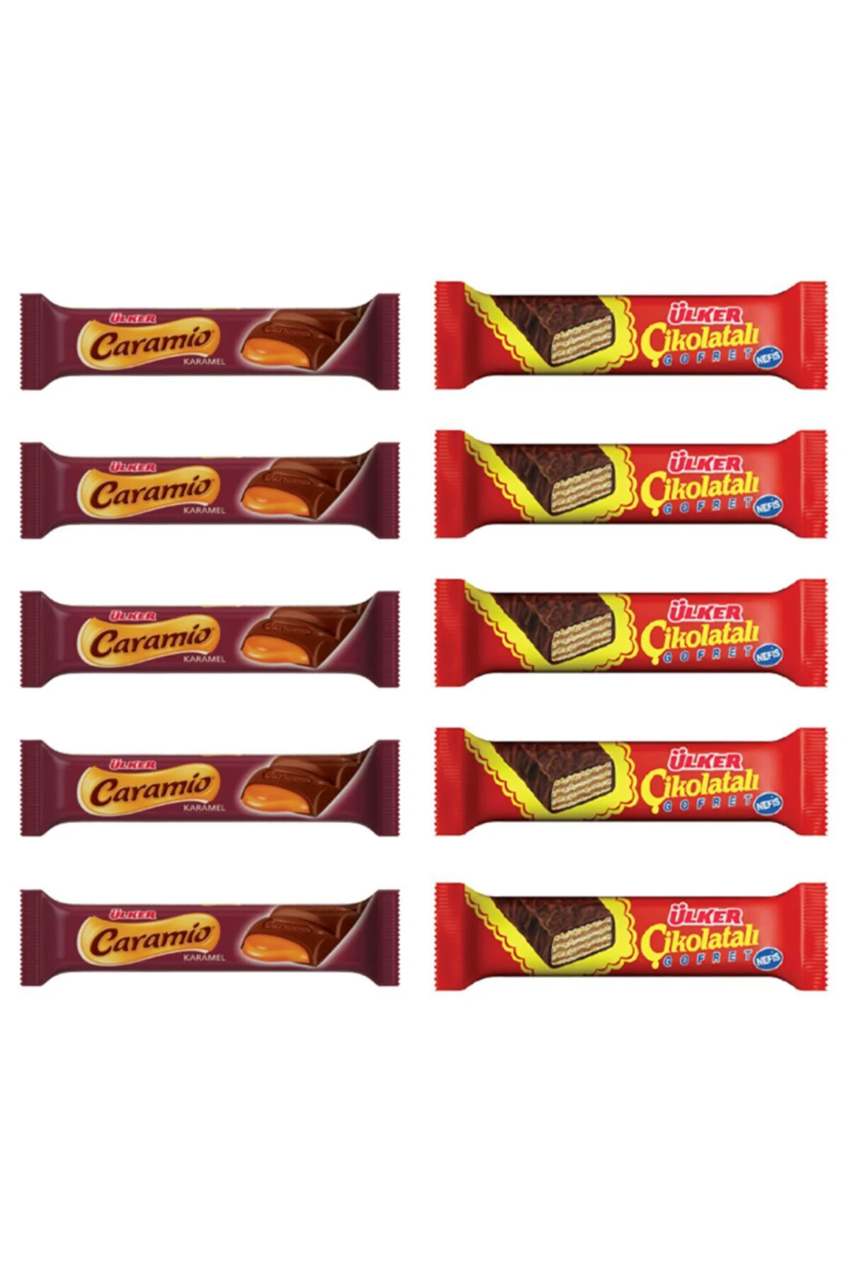 5 Adet Ülker Caramio Çikolata Ve 5 Adet Ülker Çikolatalı Gofret -