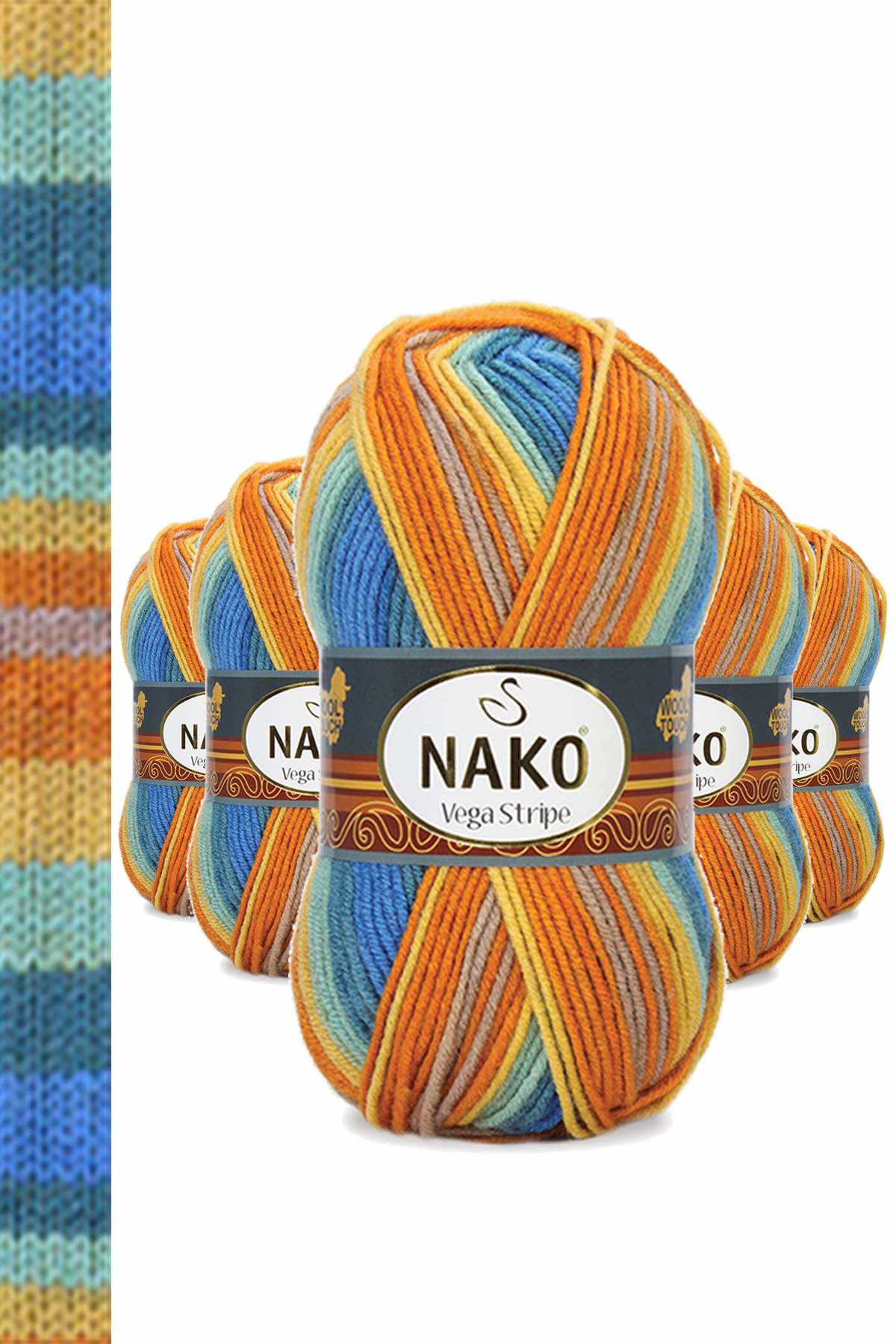 Just Cheap Store 5 Adet Vega Stripe Premium Akrilik El Örgü İpi Yünü No: 82421