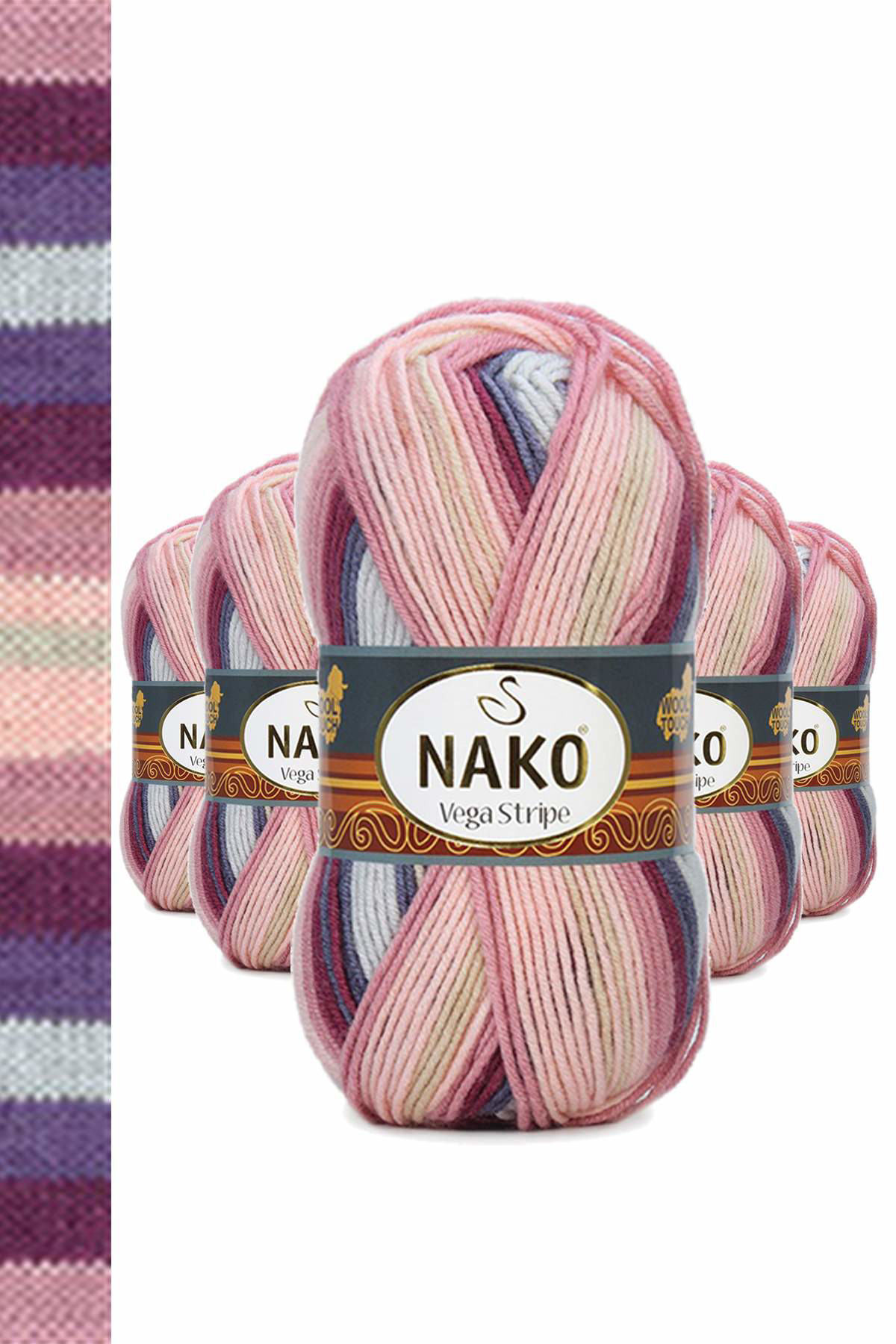 Just Cheap Store 5 Adet Vega Stripe Premium Akrilik El Örgü İpi Yünü No: 82415
