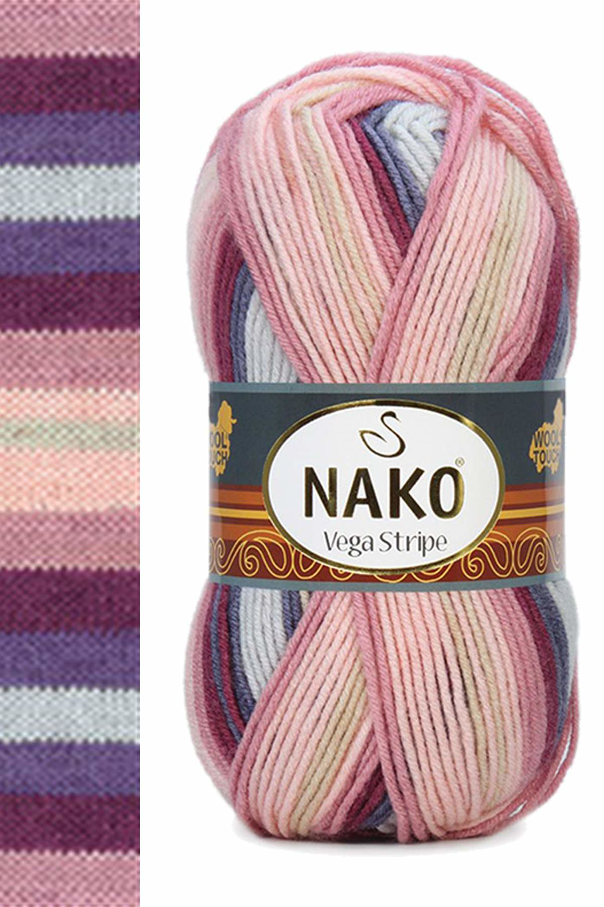 Just Cheap Store 5 Adet Vega Stripe Premium Akrilik El Örgü İpi Yünü No: 82415