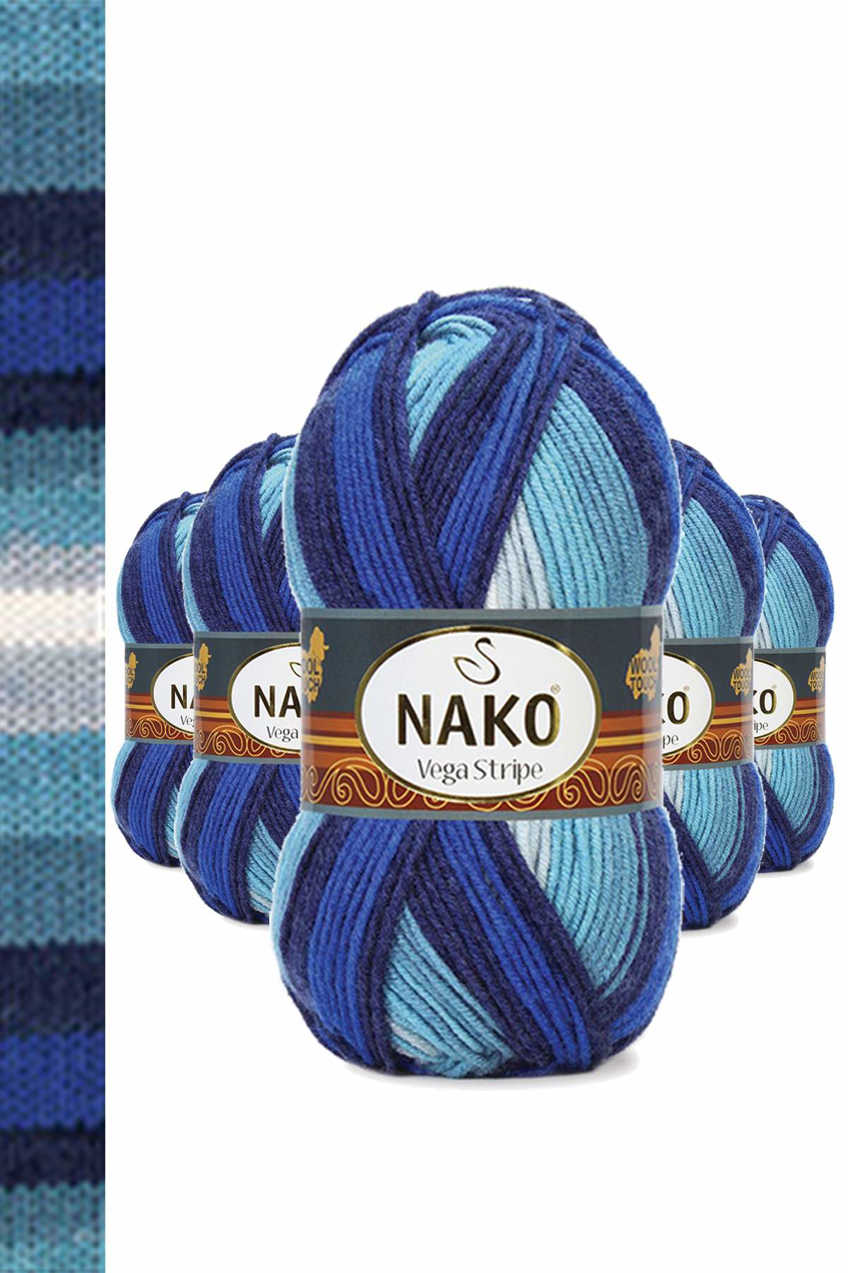 Just Cheap Store 5 Adet Vega Stripe Premium Akrilik El Örgü İpi Yünü No: 82423