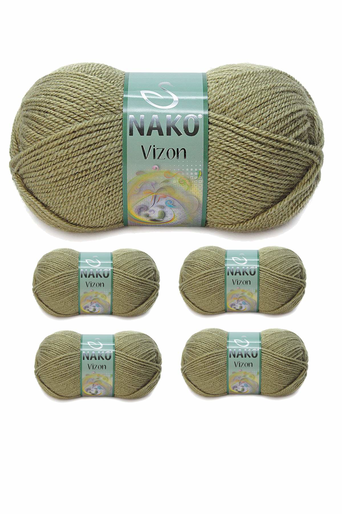 5 Adet Vizon Premium Akrilik El Örgü İpi Yünü Renk No:268 Asker Y