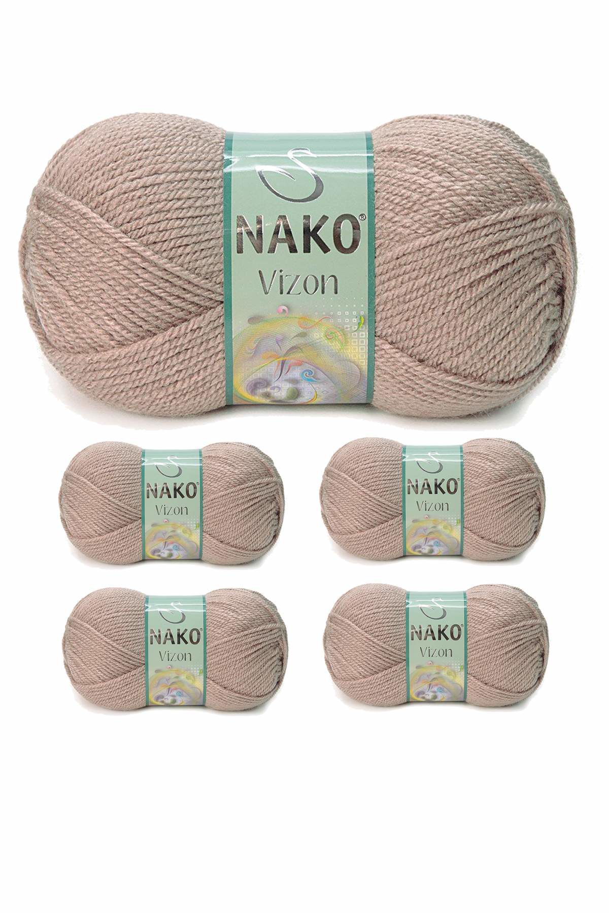 Just Cheap Store 5 Adet Vizon Premium Akrilik El Örgü İpi Yünü Renk No:257 Sütlü K